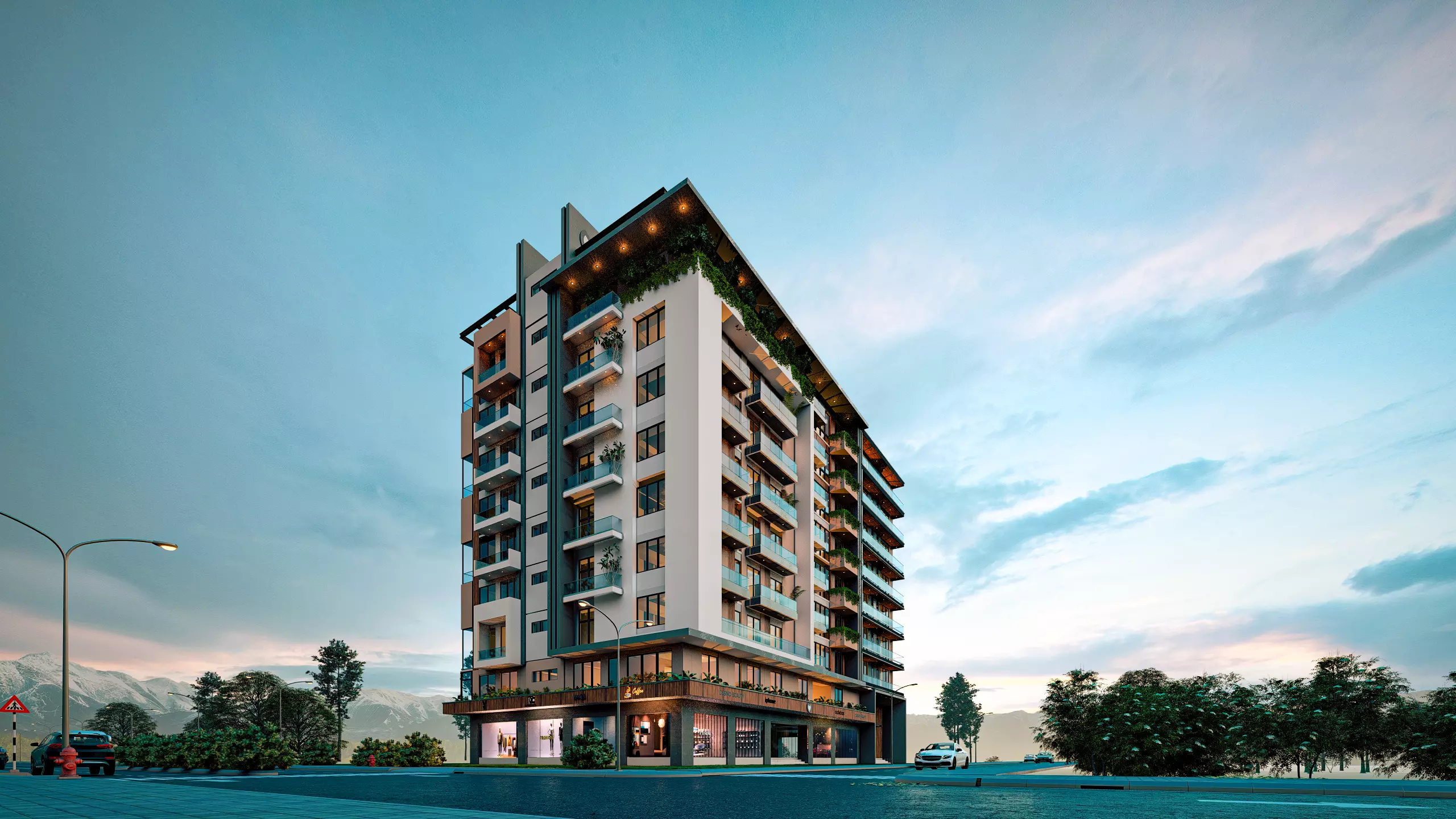 Modern Apartment Exterior 3D model_0