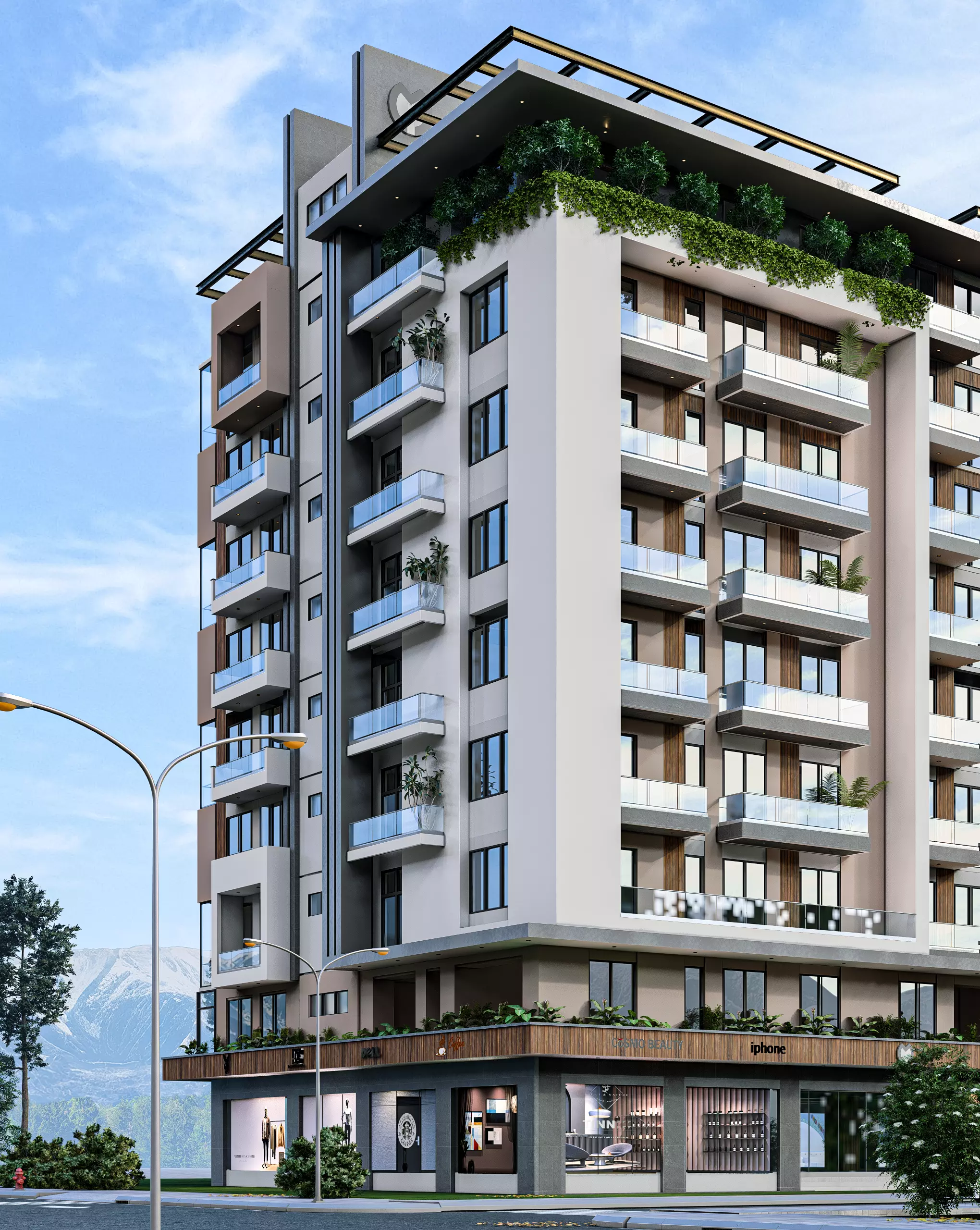 Modern Apartment Exterior 3D model_7