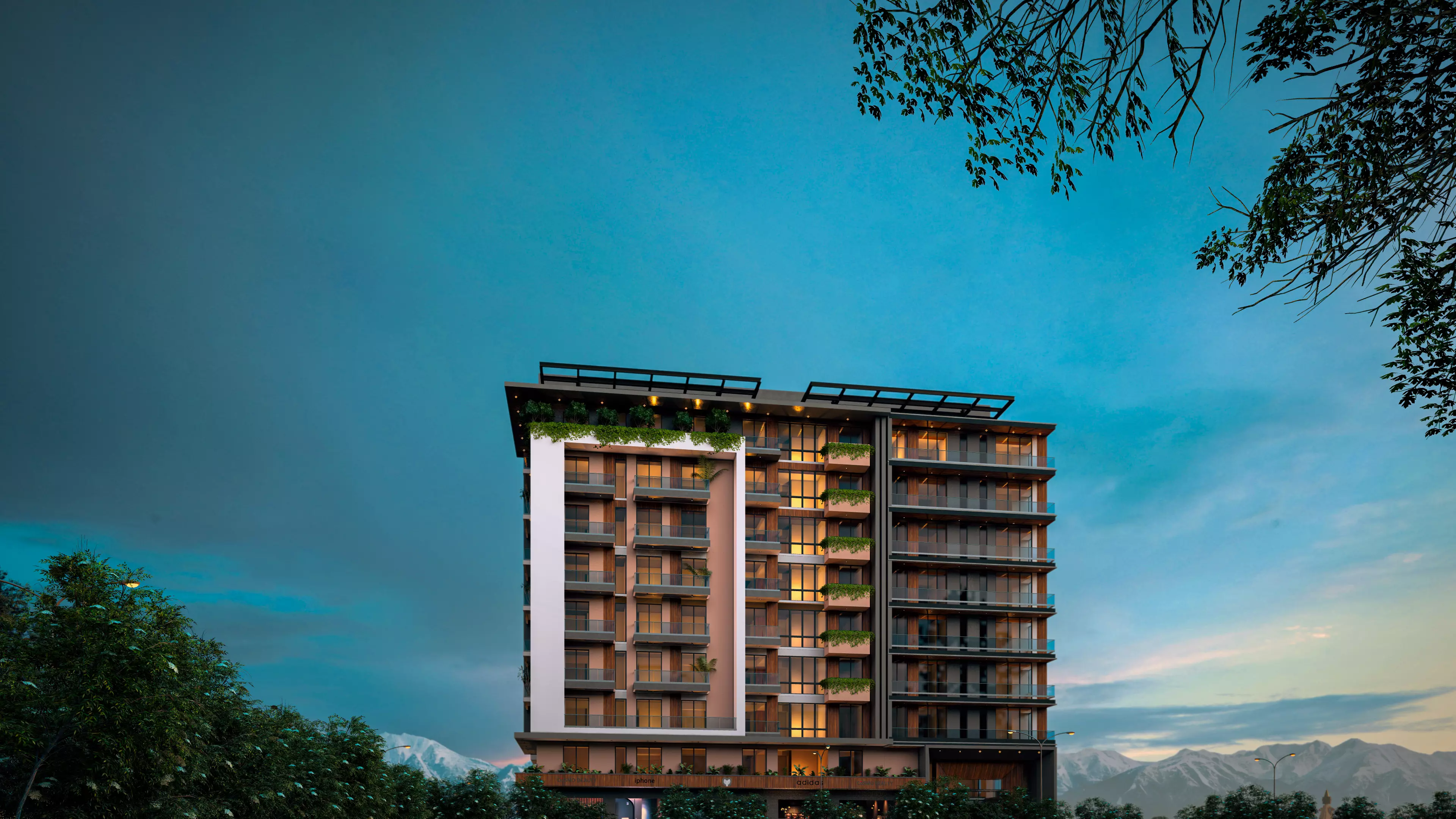 Modern Apartment Exterior 3D model_2