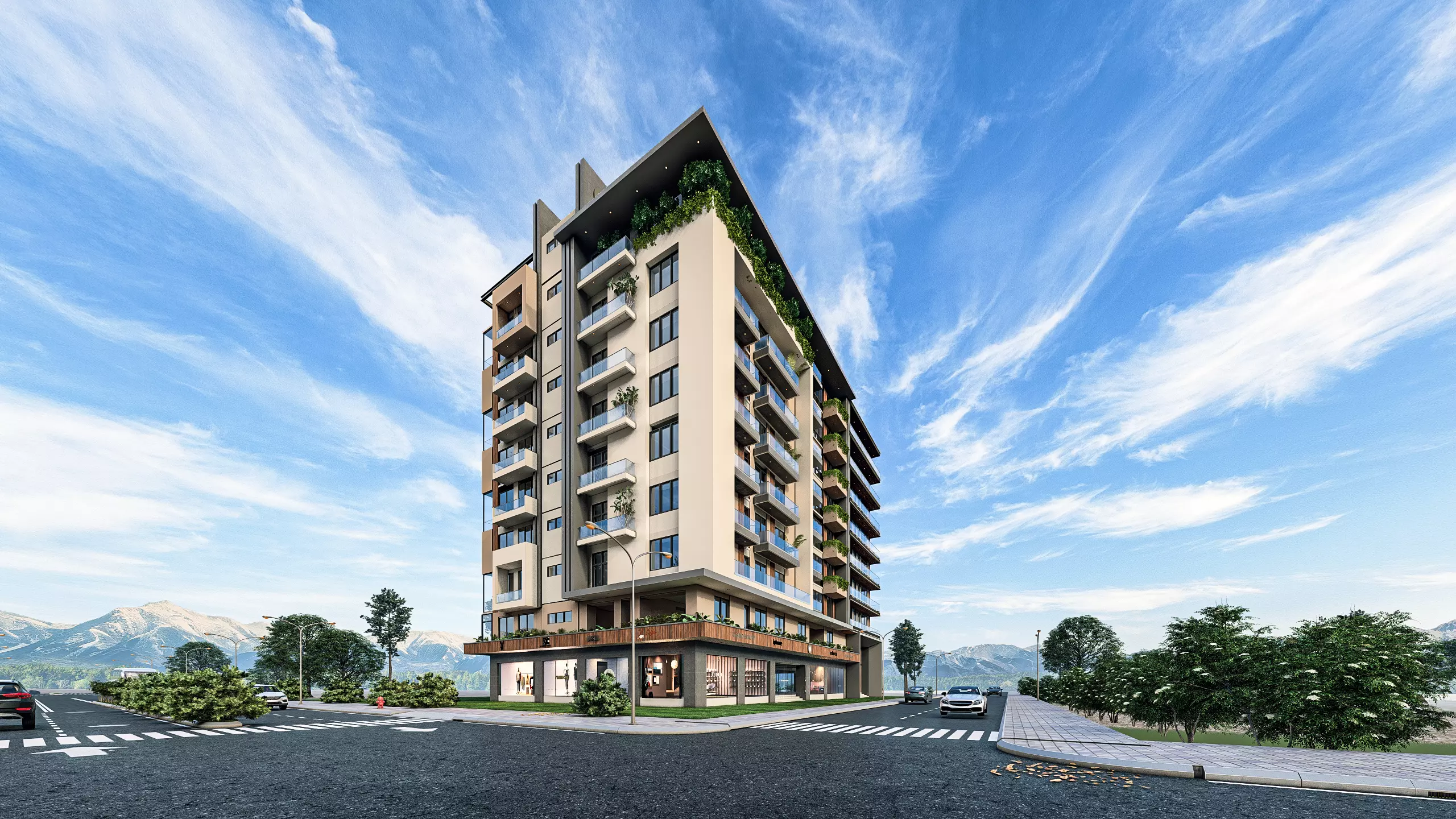 Modern Apartment Exterior 3D model_6