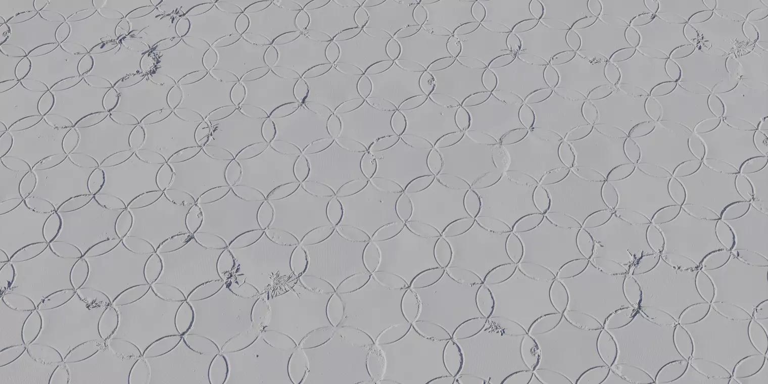 Interlocking Circle Pavers with Weeds Texture_2