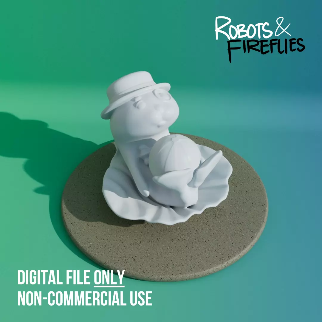 Dapper Seal in Seashell with Beach Ball 3D print model