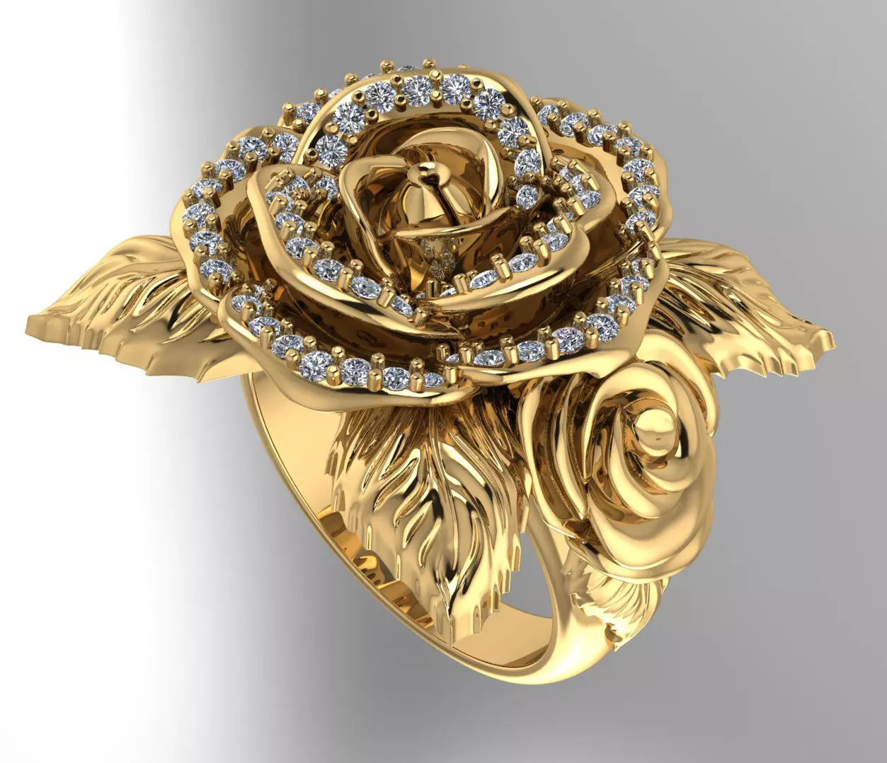 Rose Flower Ring 3D Model 3D print model