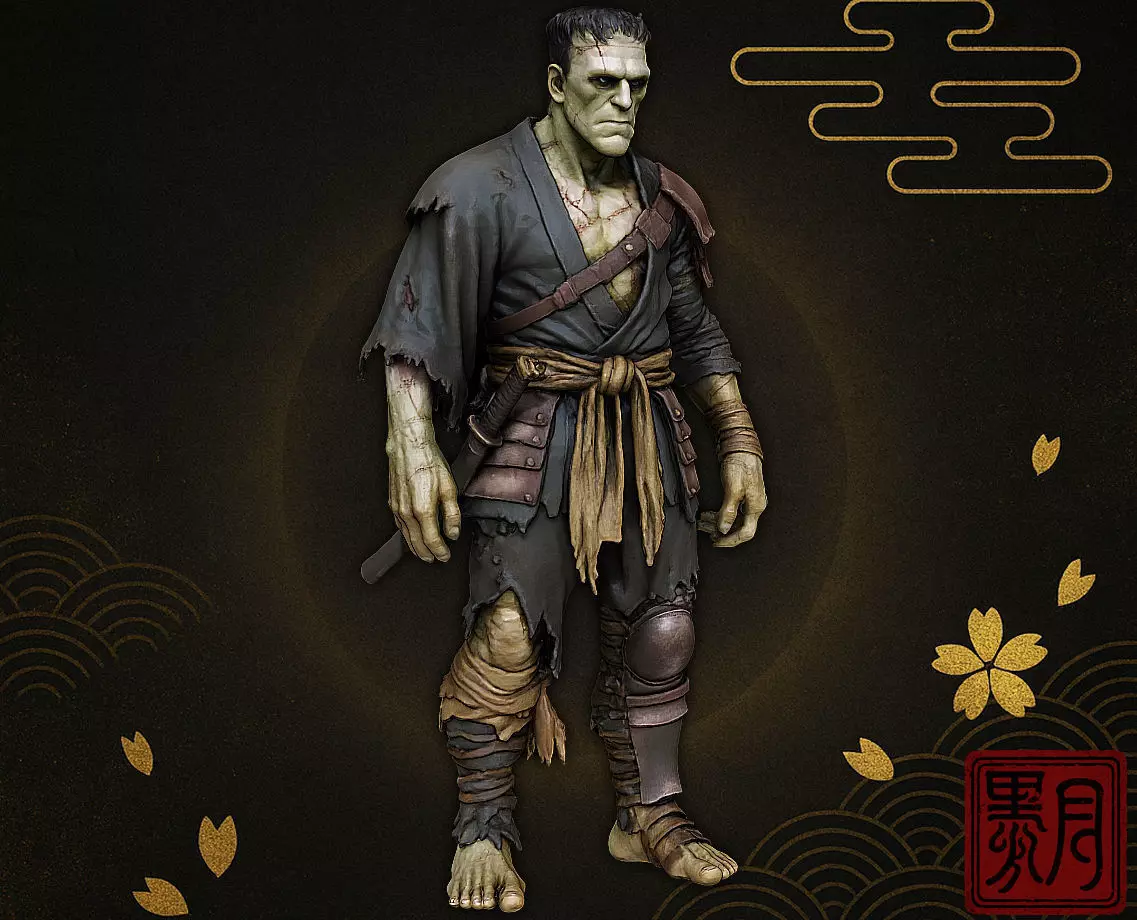 Samurai Frankenstein 3D Print 3D Model for Game Yokai 3D print model