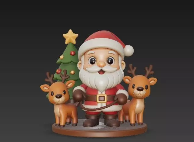 Santa and Friends Christmas 3D Scene 3D print model_1