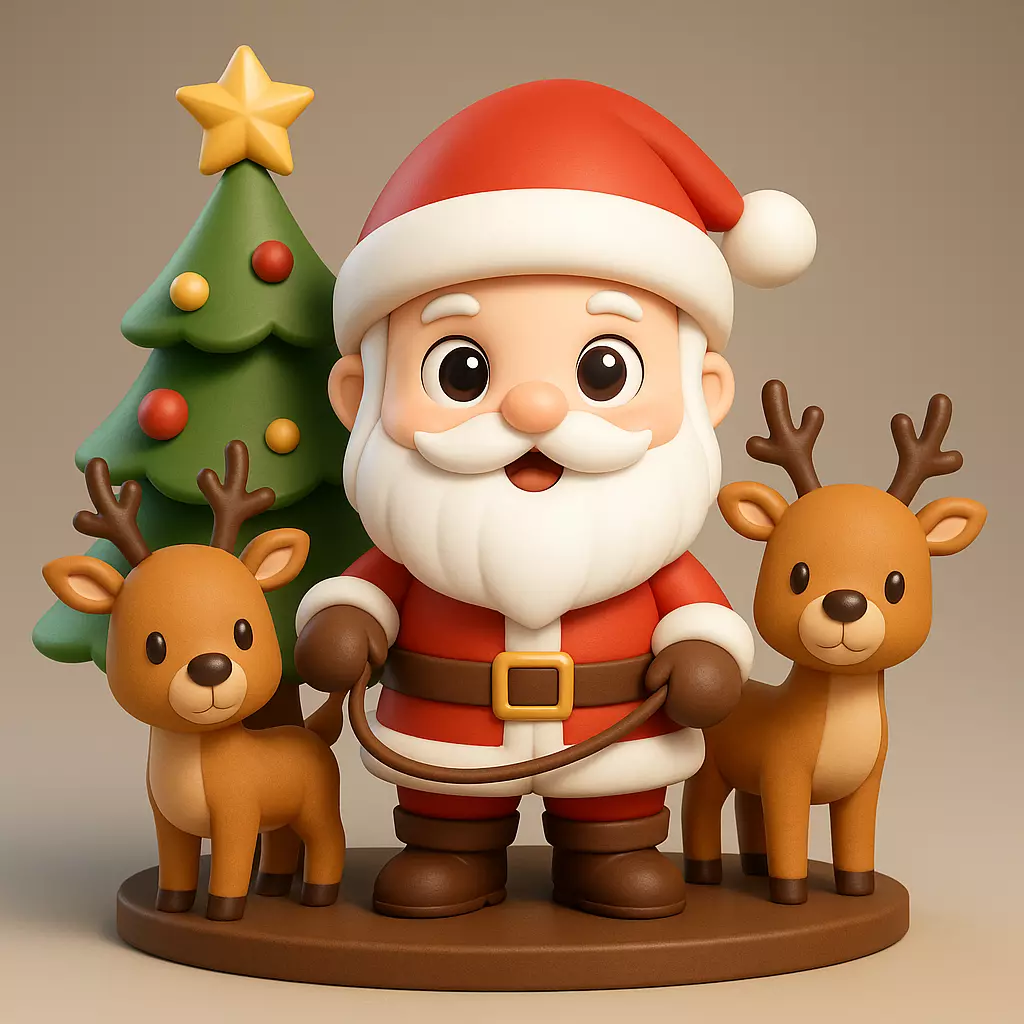 Santa and Friends Christmas 3D Scene 3D print model_0
