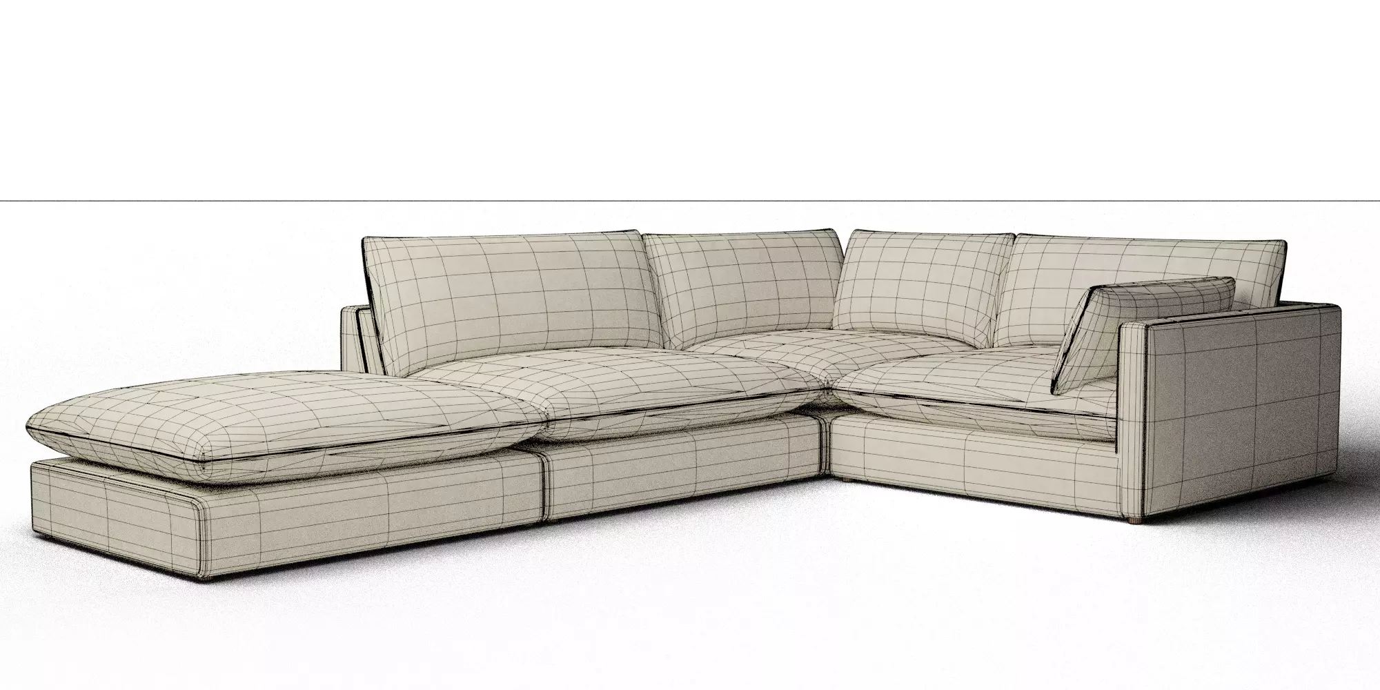 Unwind 4 Piece Slipcovered Sofa 3D model_1