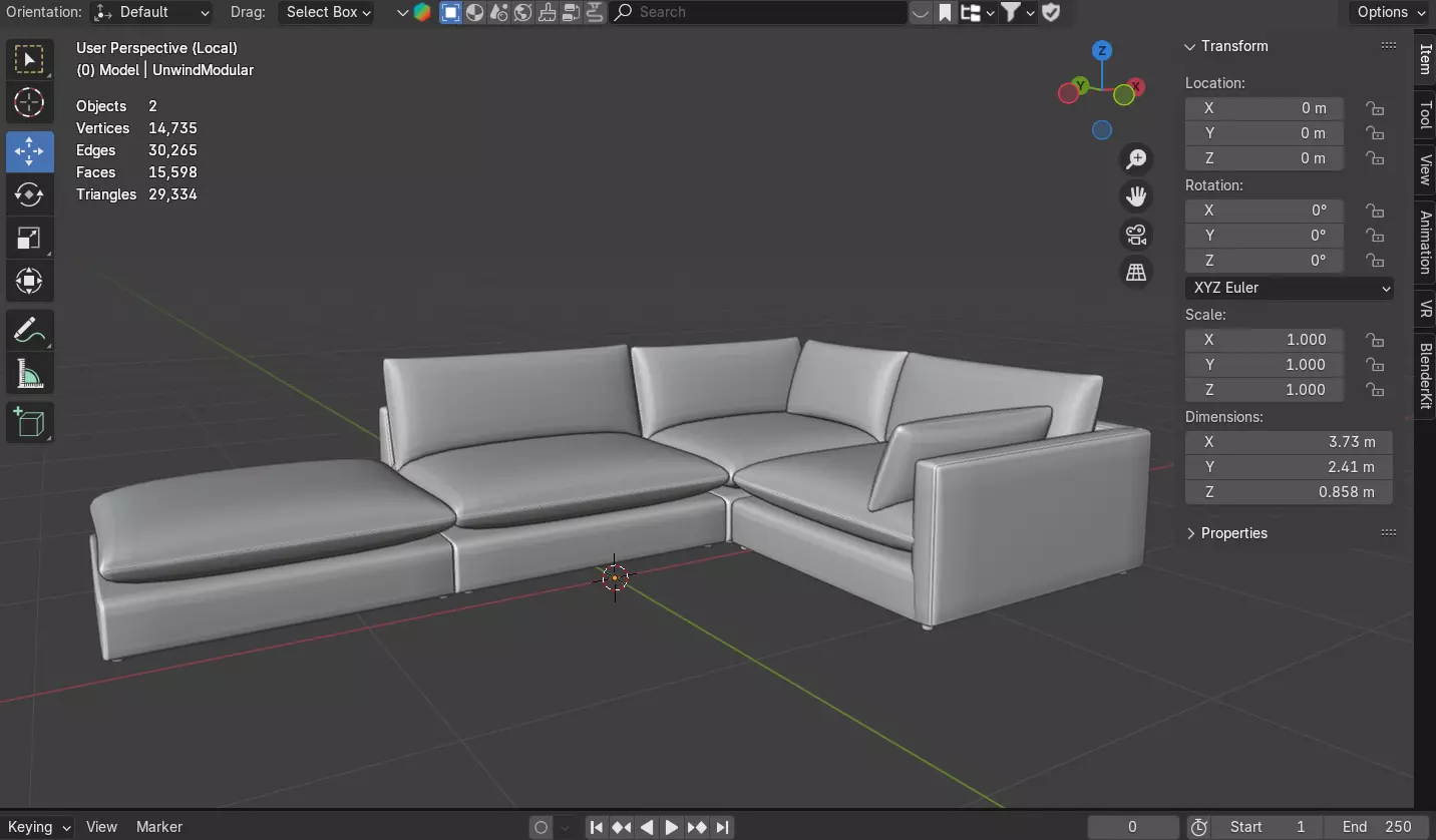 Unwind 4 Piece Slipcovered Sofa 3D model_14