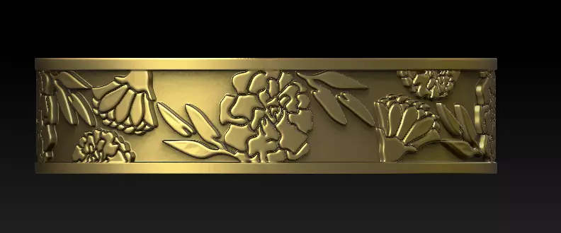 Floral Engraved Band Ring 3D Model 3D print model