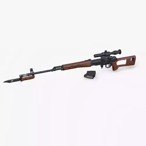SVD Dragunov Marksman Sniper Rifle Low-poly PBR
