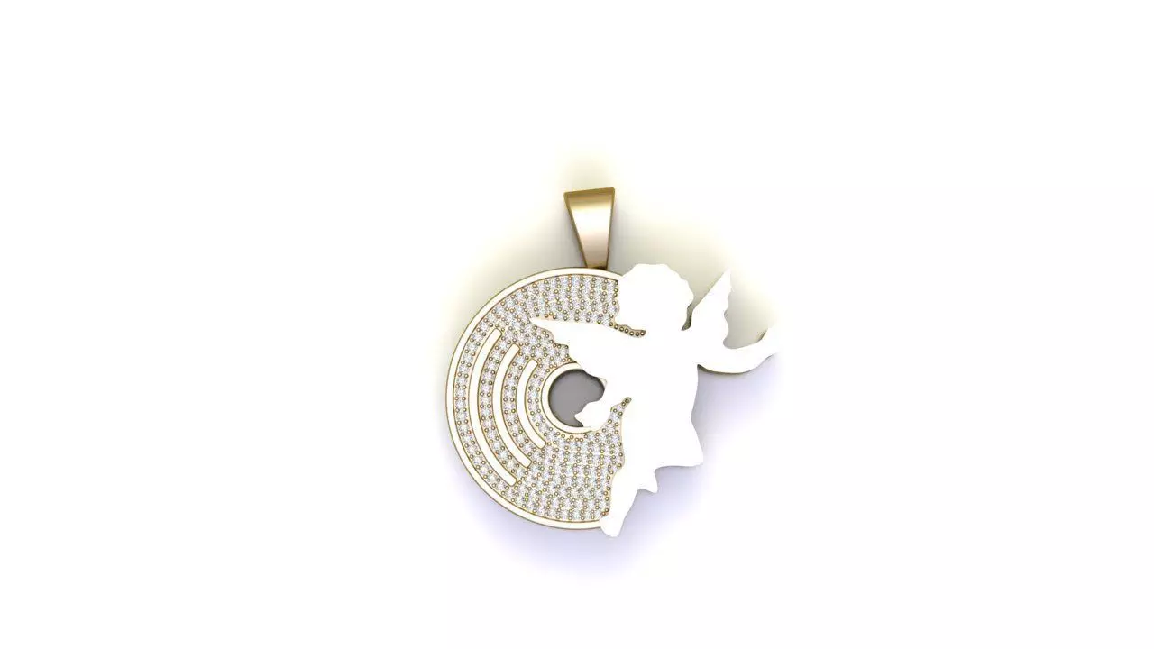 Angel pendant with stones  Free 3D print model_1