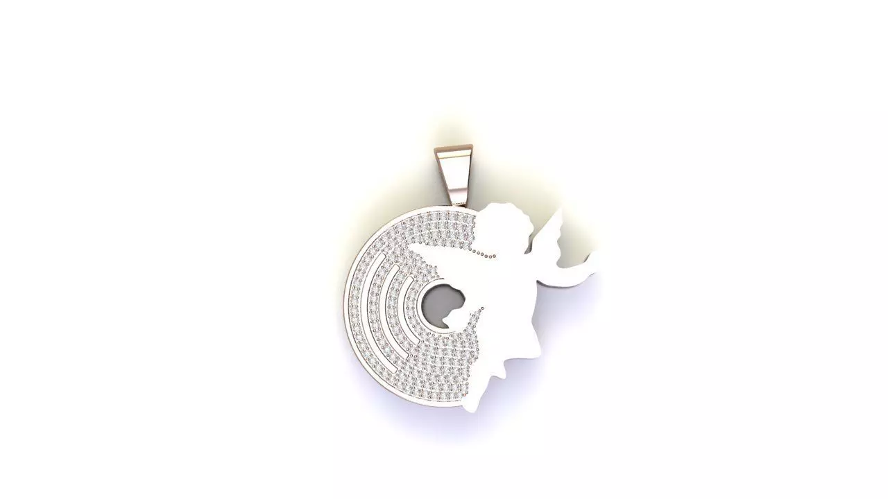 Angel pendant with stones  Free 3D print model_3