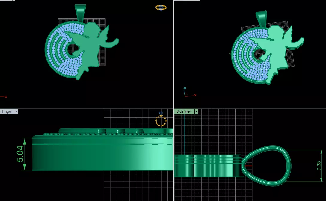 Angel pendant with stones  Free 3D print model_4