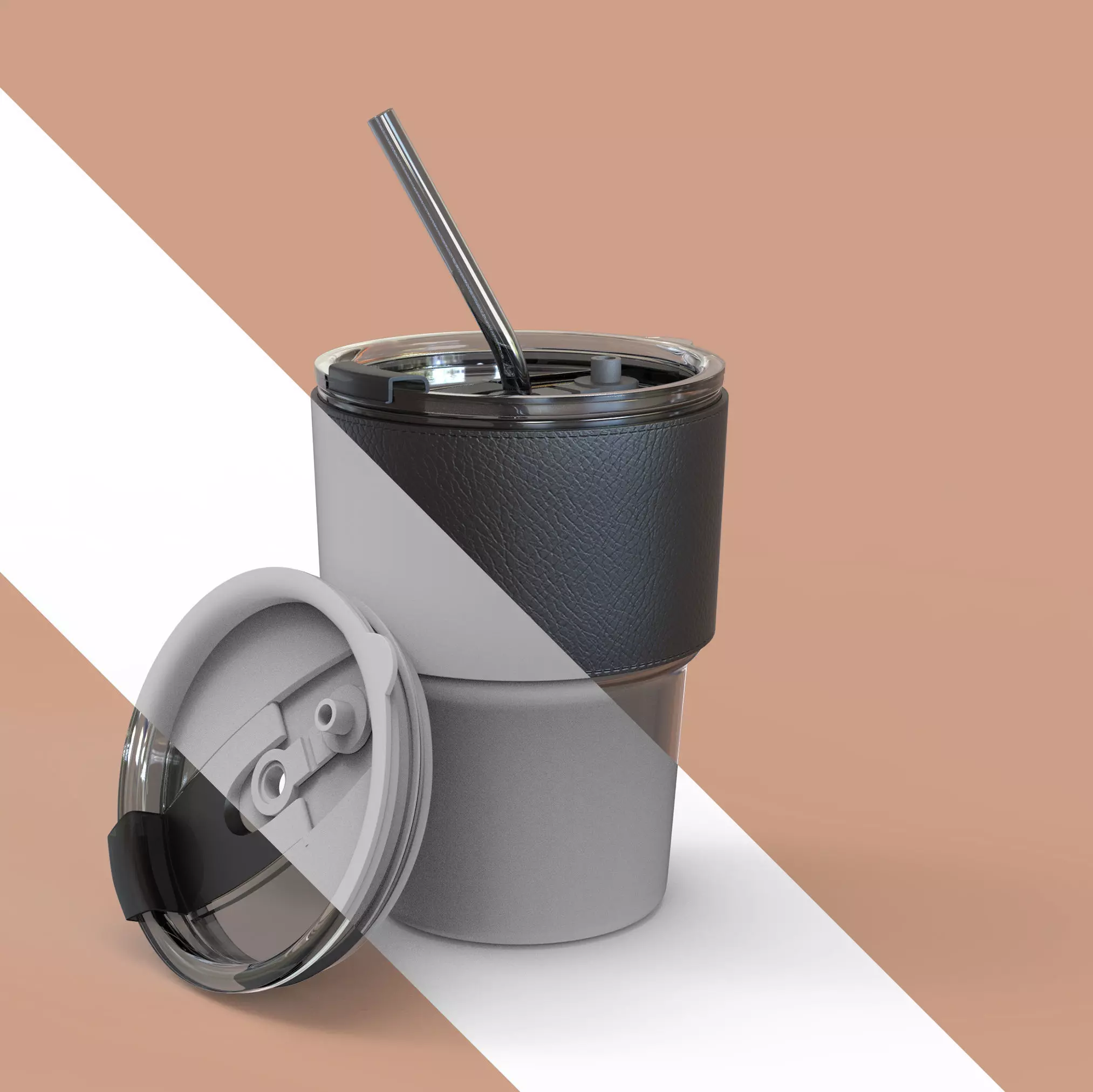 Glass Mug with Leather Case 3D model_3