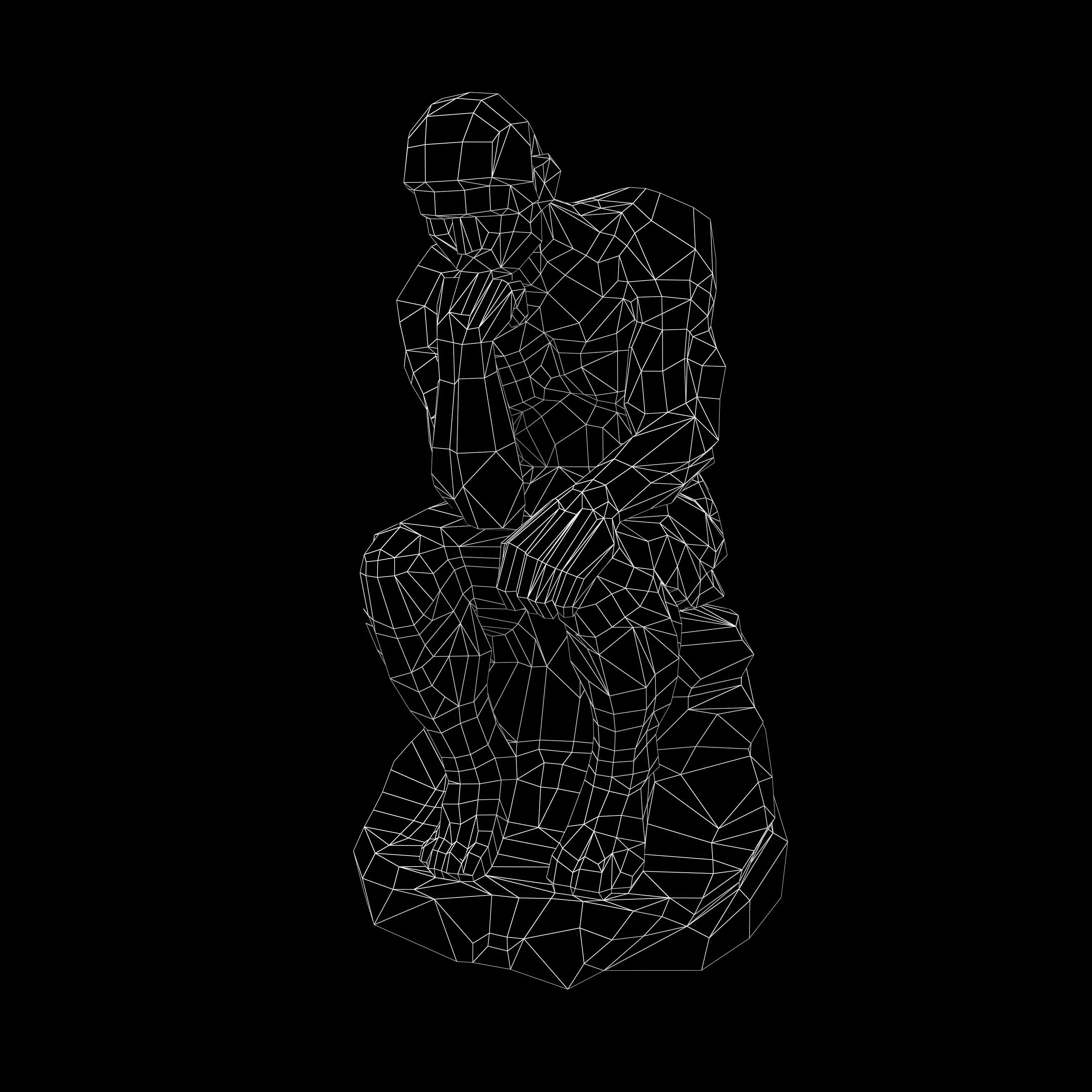 Thinker Style Abstract Statue v1 001 Low-poly 3D model_4