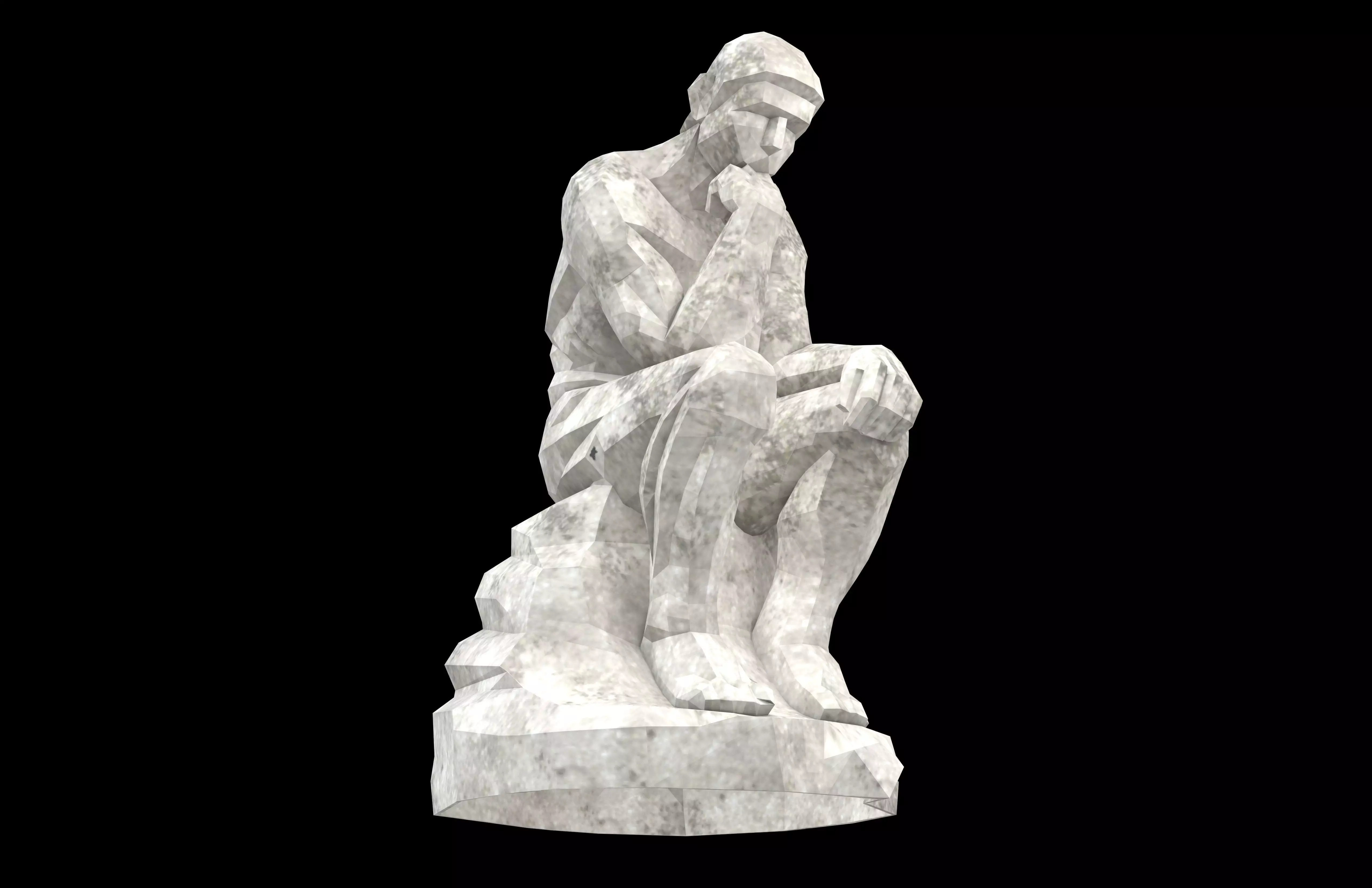 Thinker Style Abstract Statue v1 001 Low-poly 3D model_3