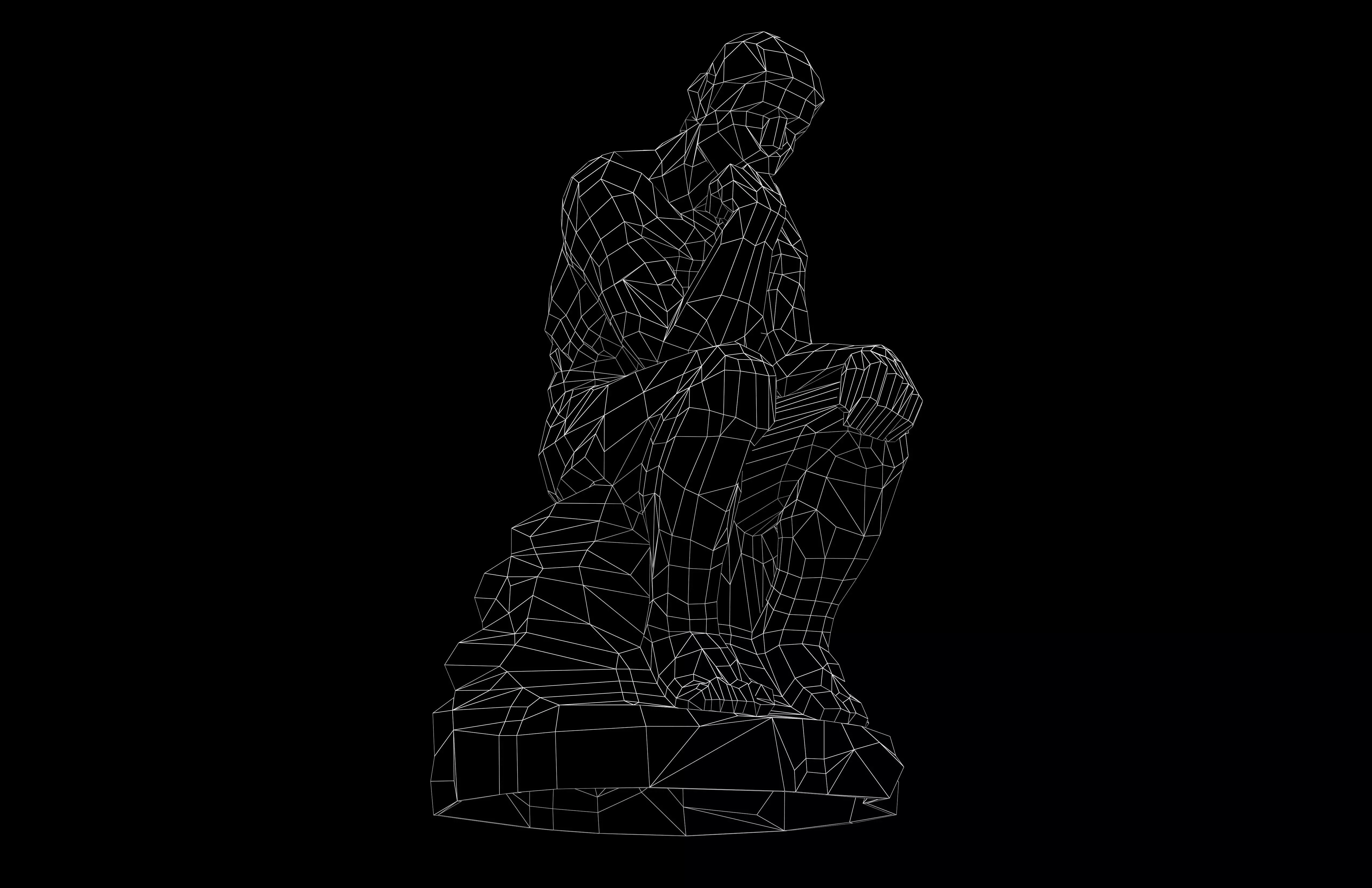 Thinker Style Abstract Statue v1 001 Low-poly 3D model_7