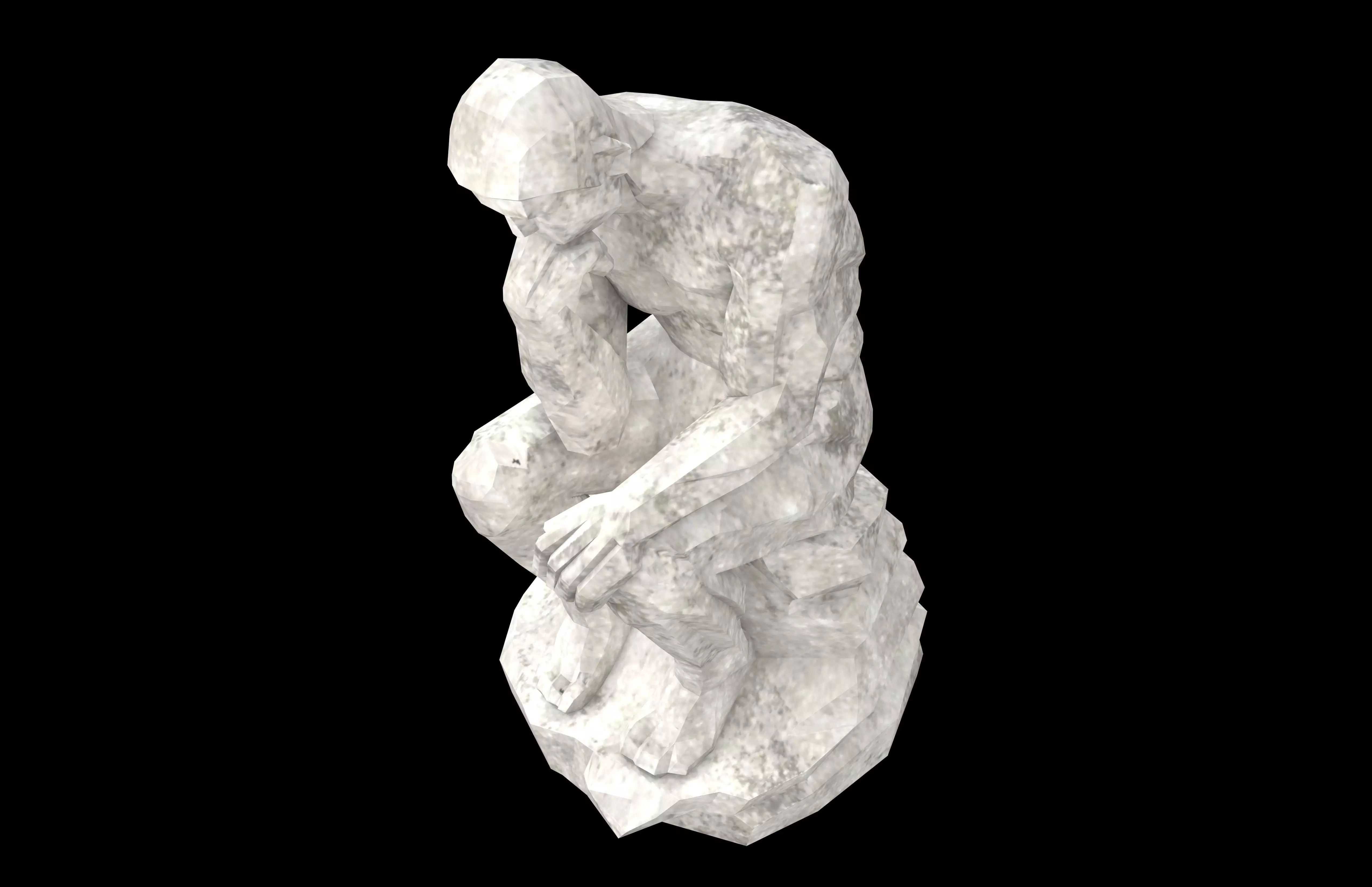 Thinker Style Abstract Statue v1 001 Low-poly 3D model_2