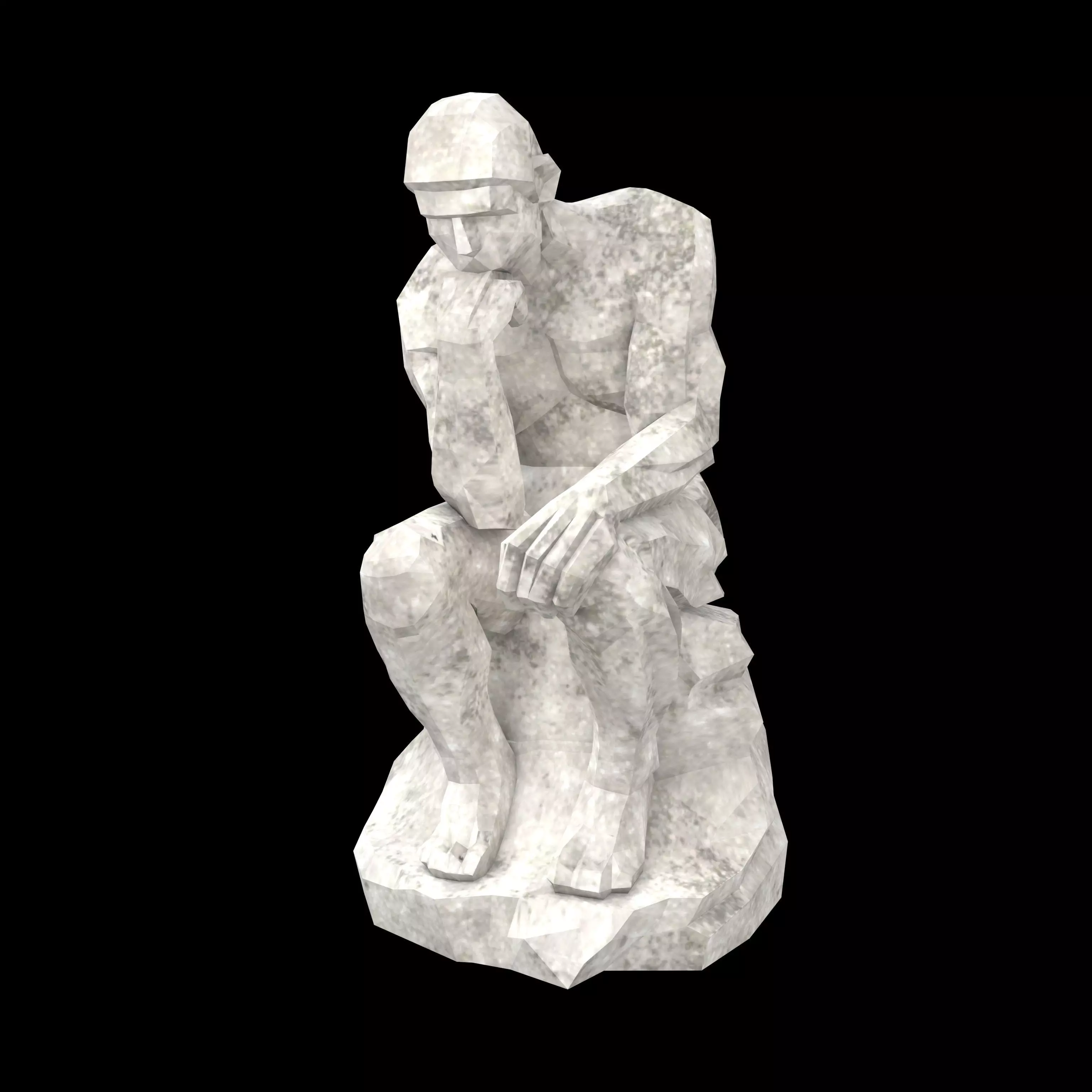 Thinker Style Abstract Statue v1 001 Low-poly 3D model_0