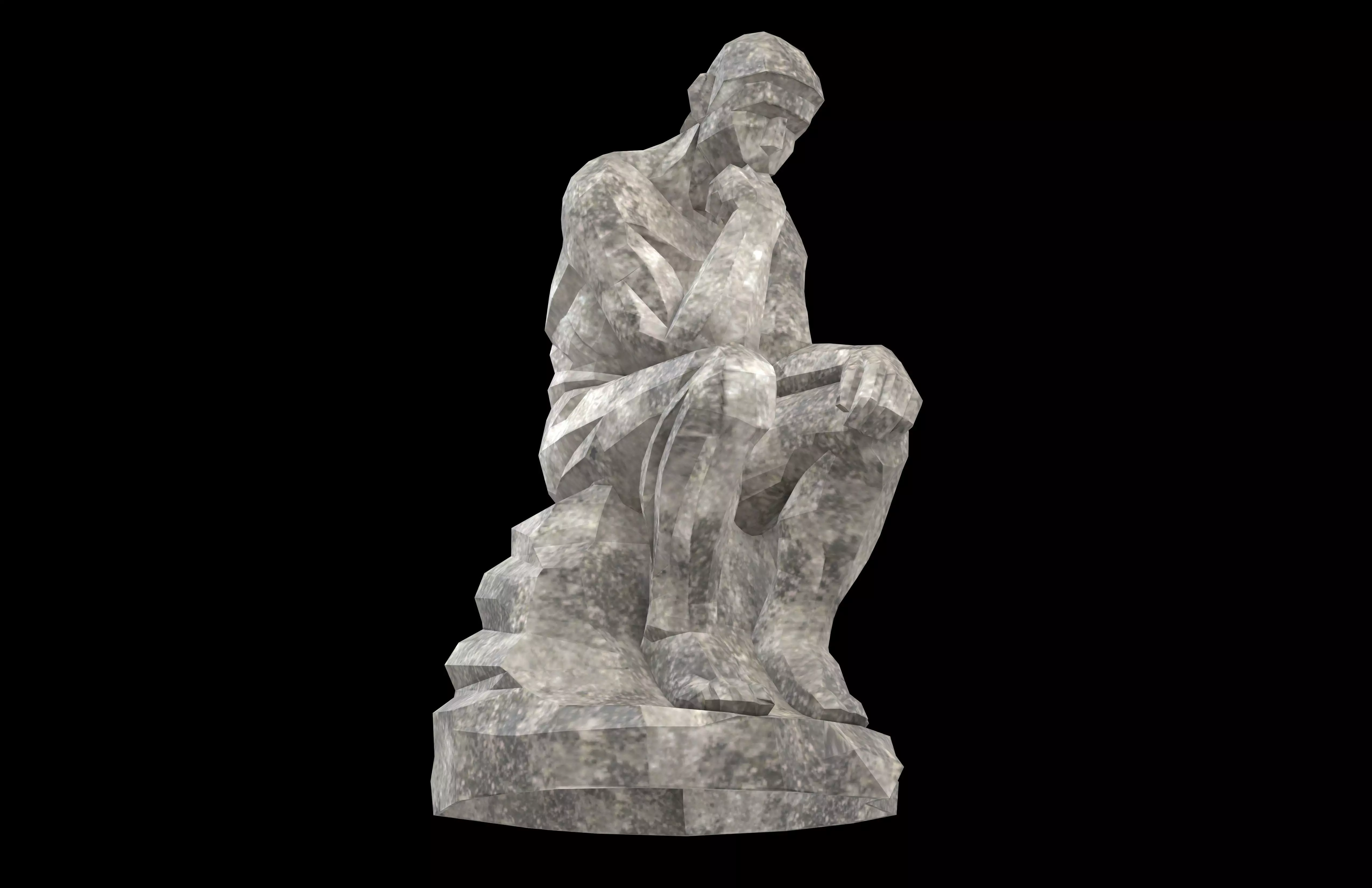 Thinker Style Abstract Statue v1 002 Low-poly 3D model_3