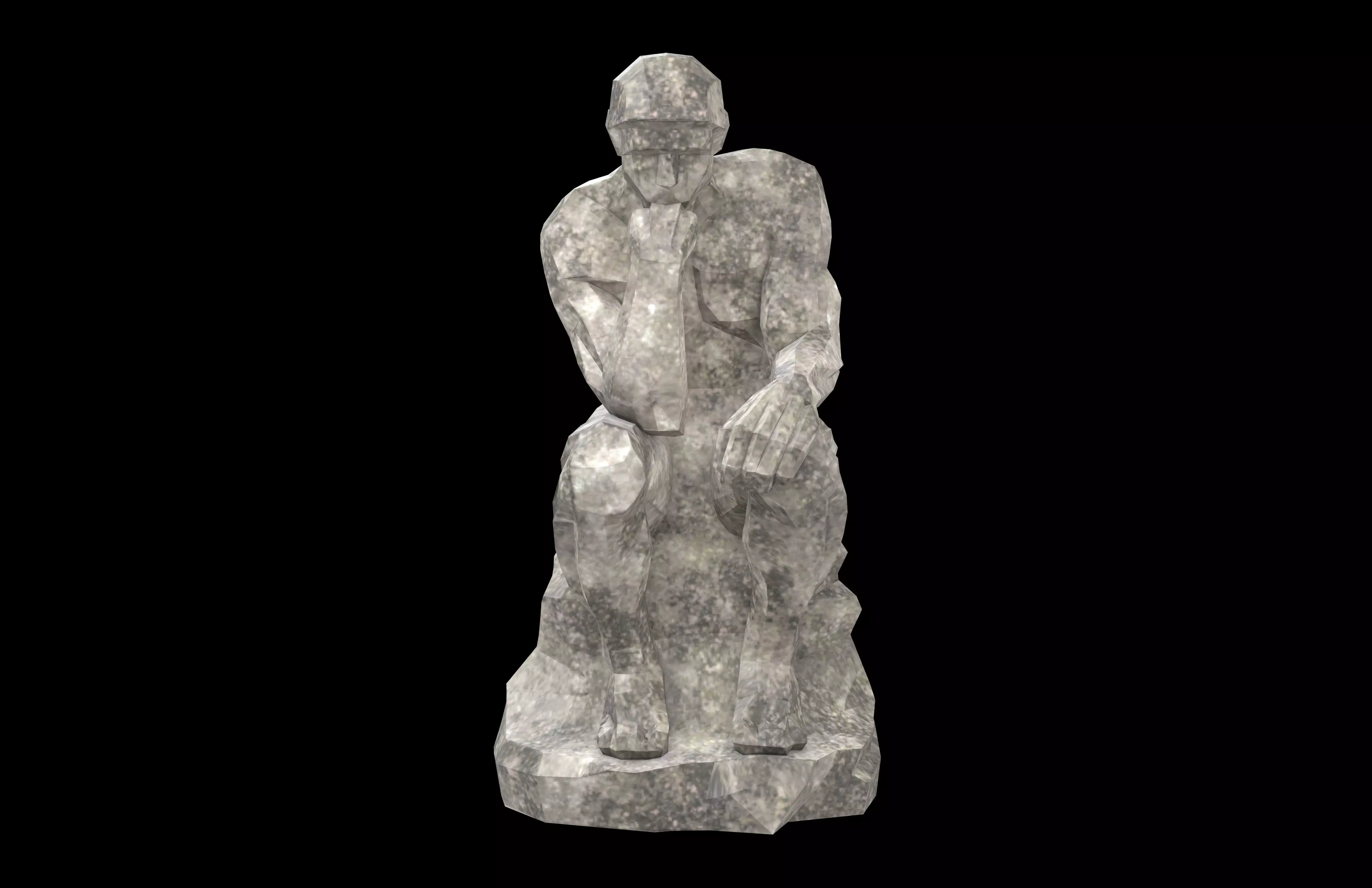 Thinker Style Abstract Statue v1 002 Low-poly 3D model_2