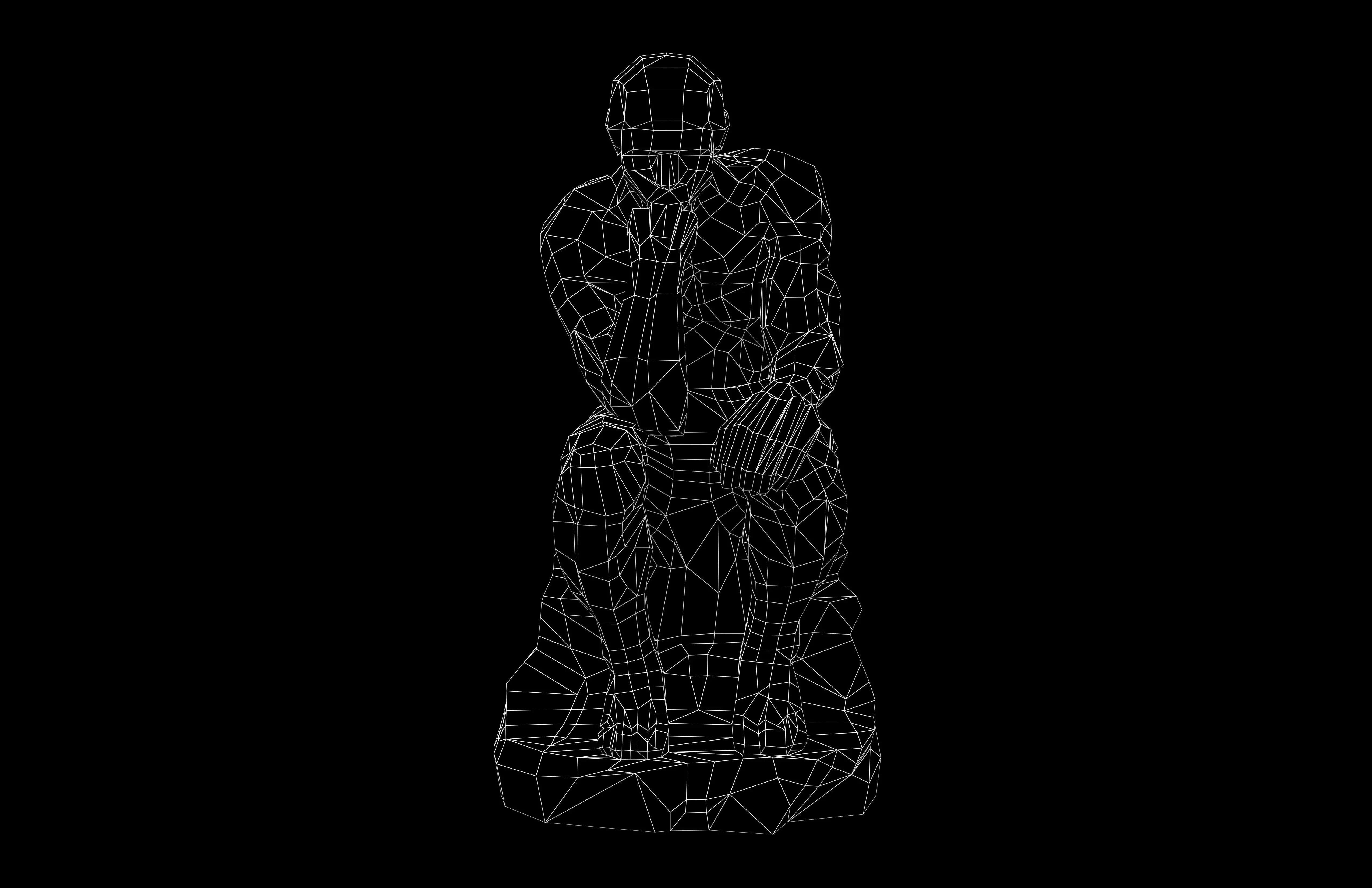 Thinker Style Abstract Statue v1 002 Low-poly 3D model_5