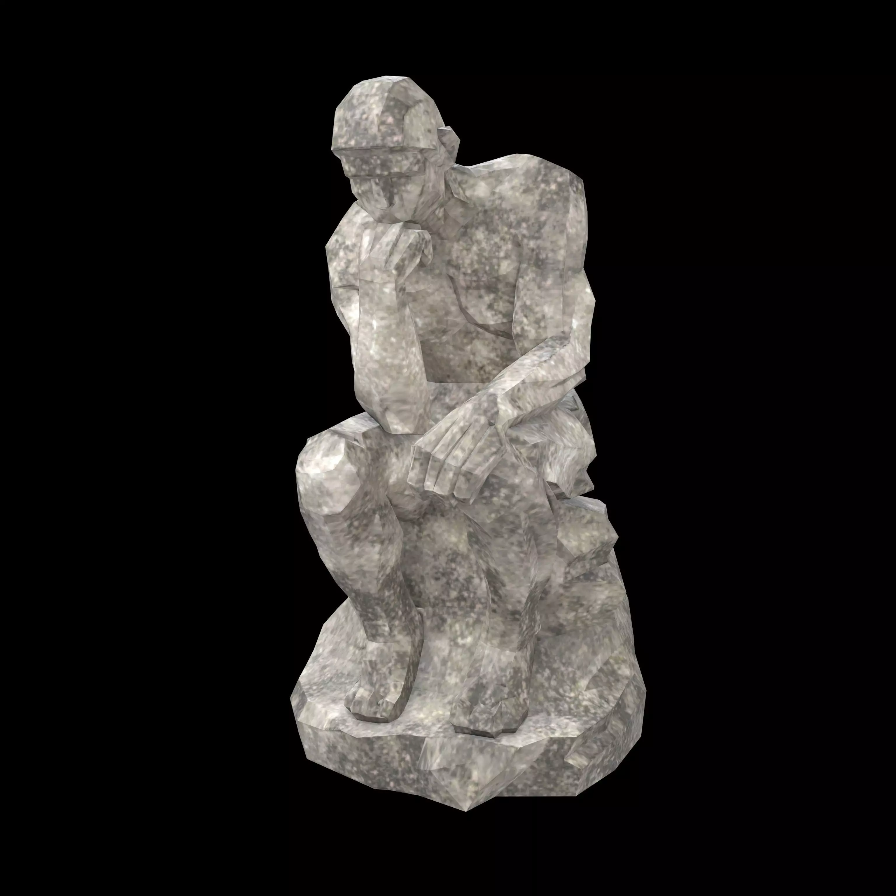 Thinker Style Abstract Statue v1 002 Low-poly 3D model_0