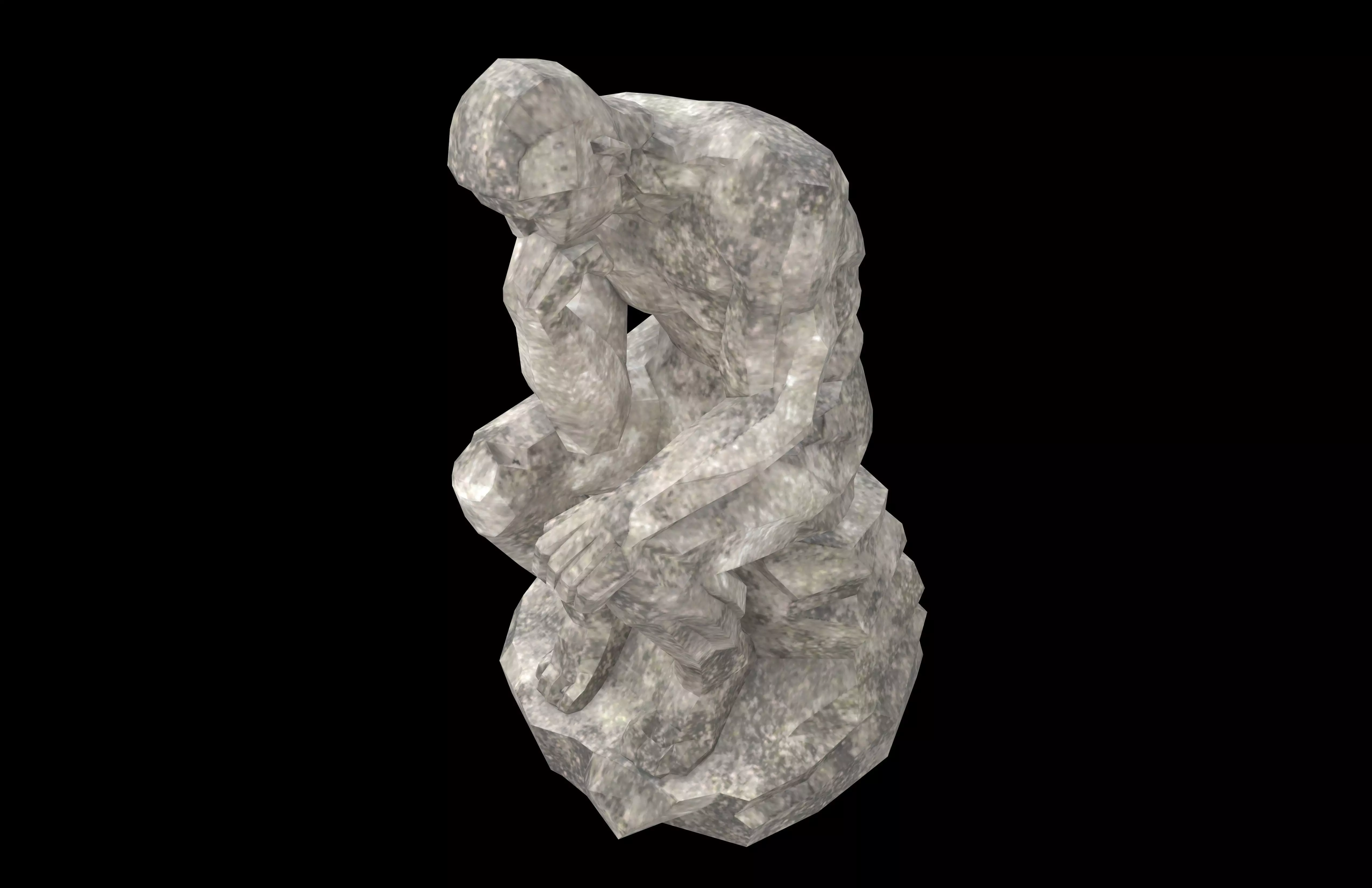 Thinker Style Abstract Statue v1 002 Low-poly 3D model_1