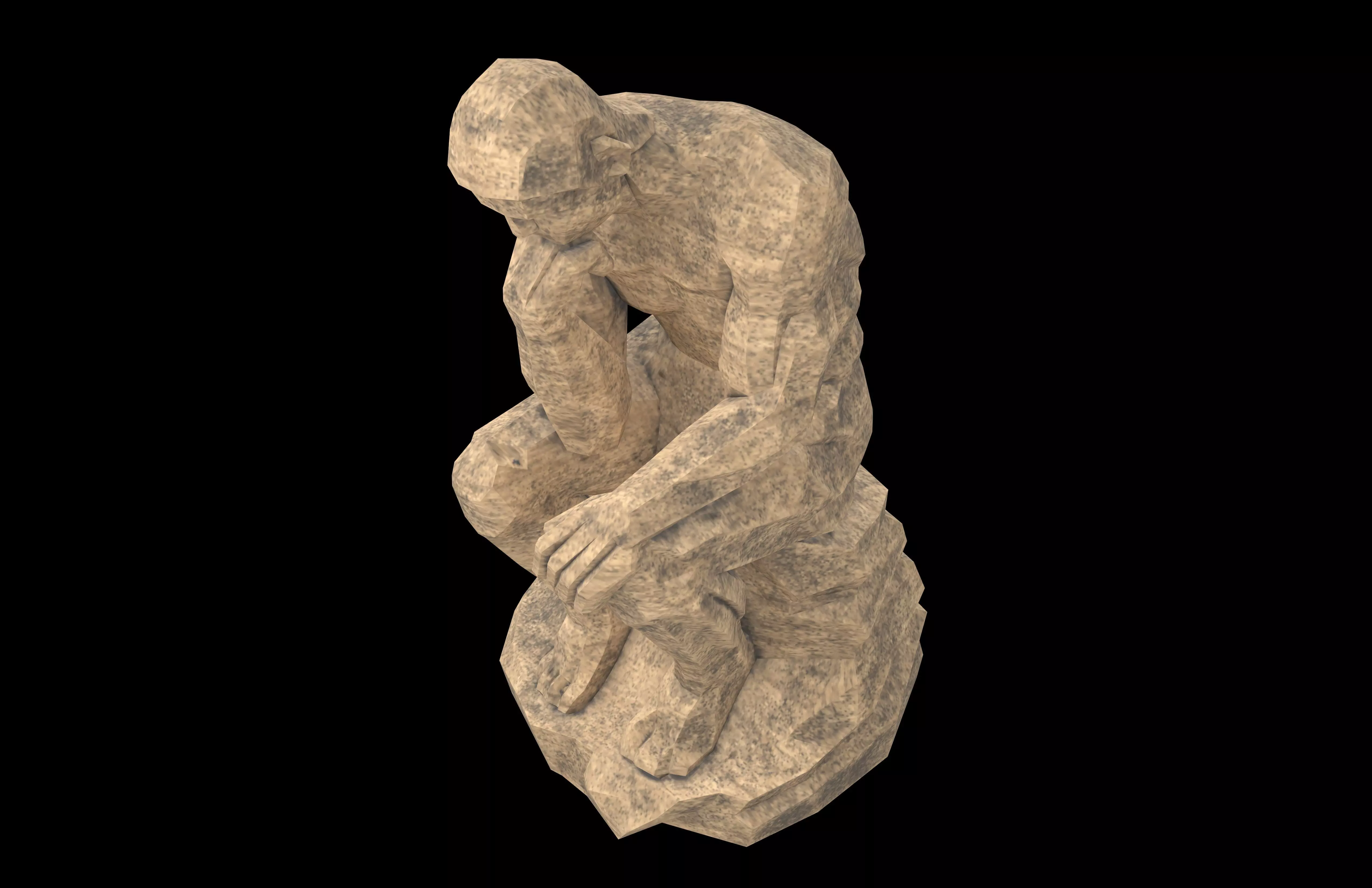 Thinker Style Abstract Statue v1 003 Low-poly 3D model_2