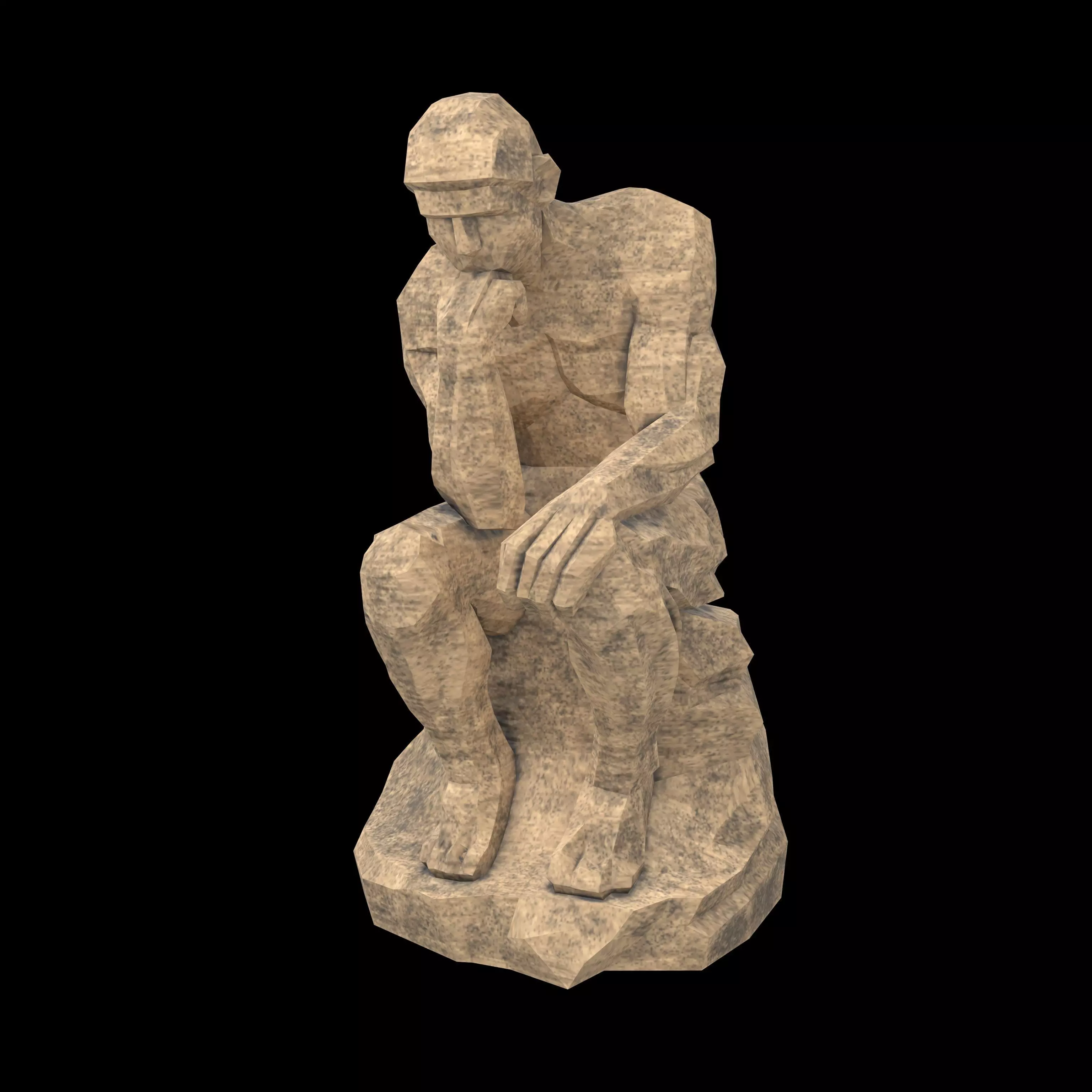 Thinker Style Abstract Statue v1 003 Low-poly 3D model_0