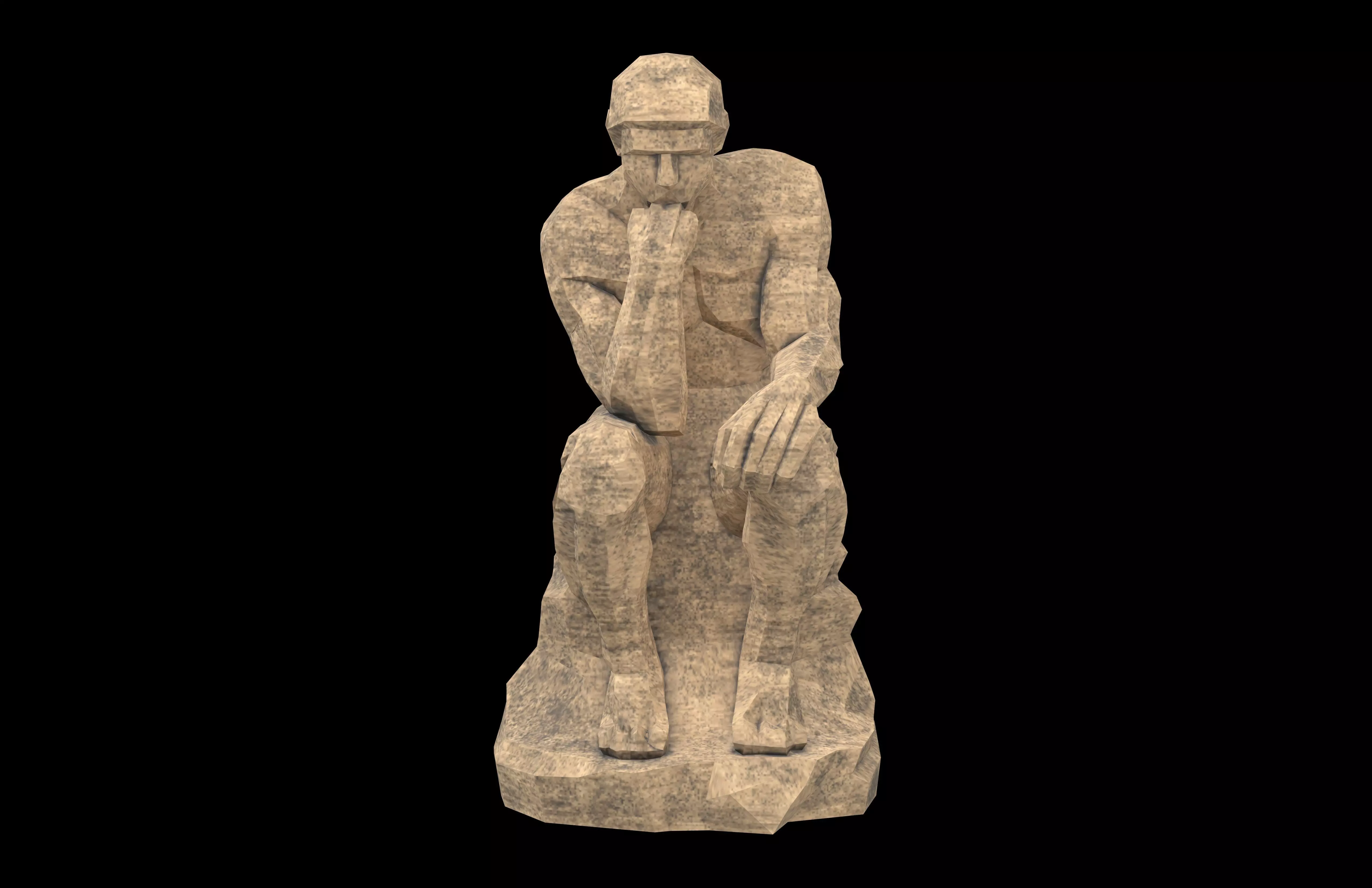 Thinker Style Abstract Statue v1 003 Low-poly 3D model_1