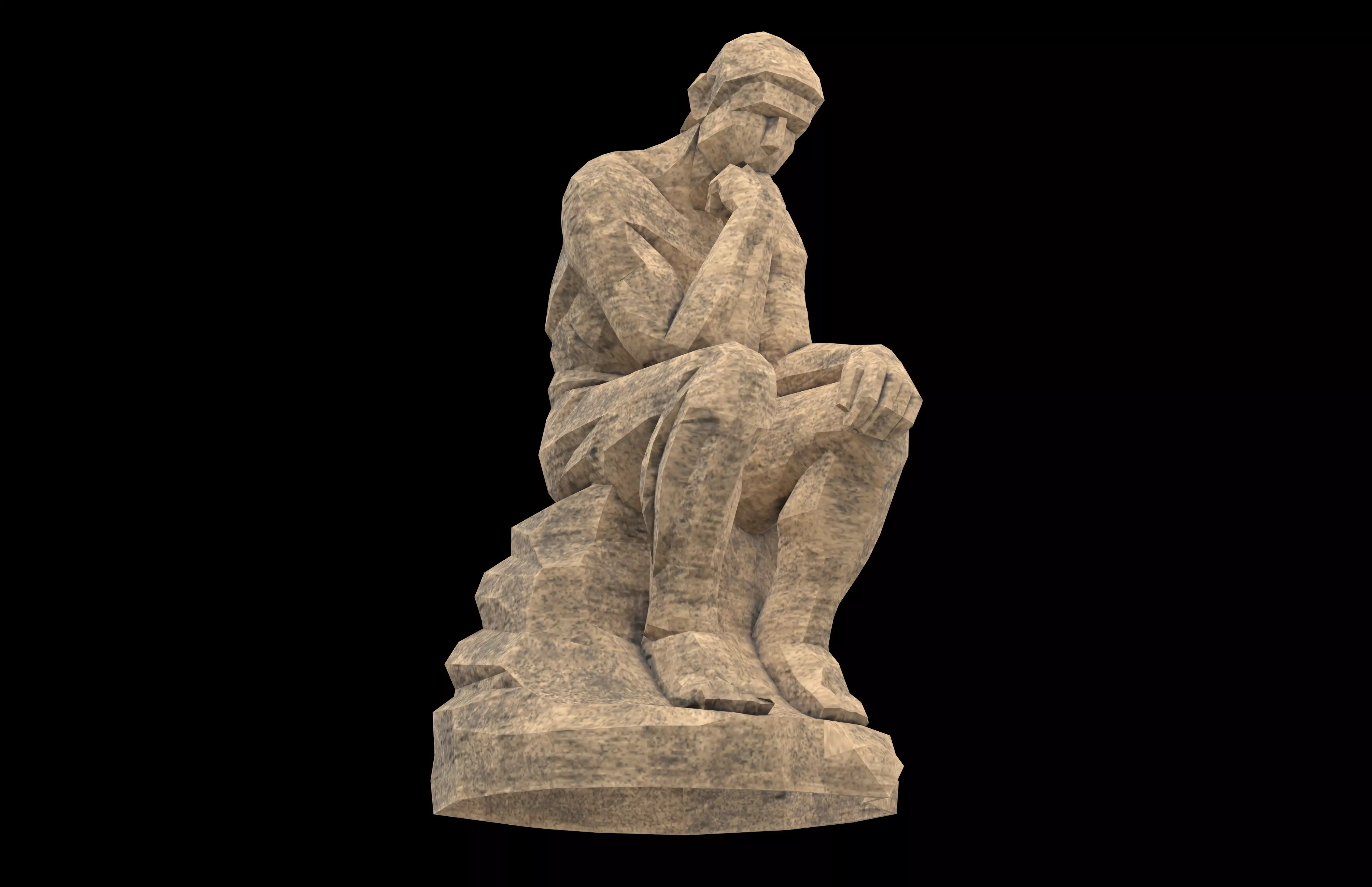 Thinker Style Abstract Statue v1 003 Low-poly 3D model_3