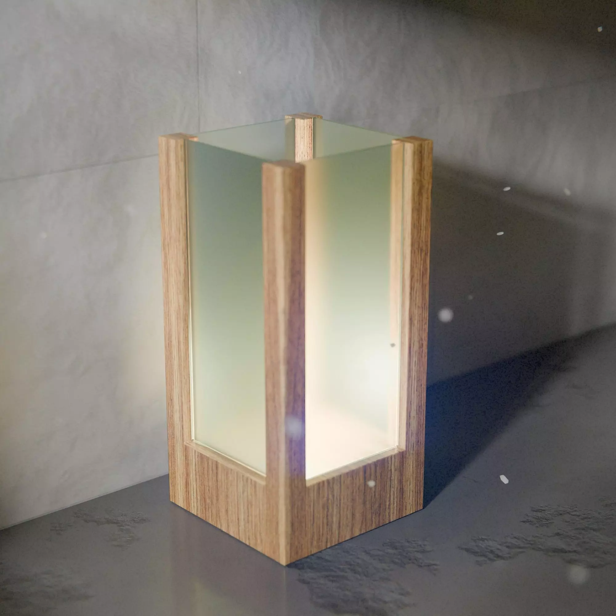 Modern Wooden  Frosted Glass Lamp 3D Model 3D model_1