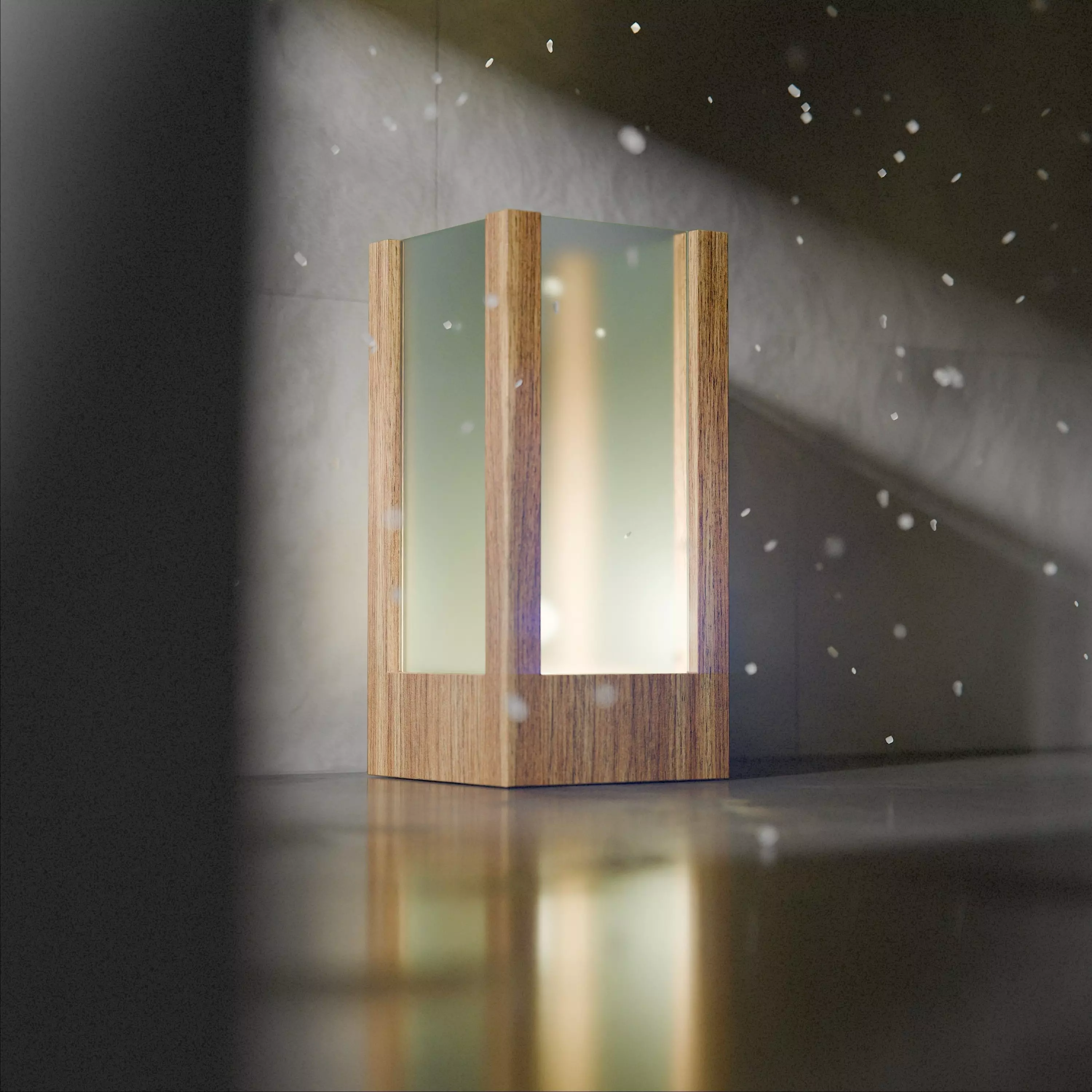 Modern Wooden  Frosted Glass Lamp 3D Model 3D model_0