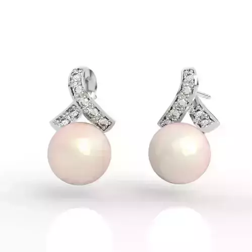 Elegant Pearl Ribbon Stud Earrings