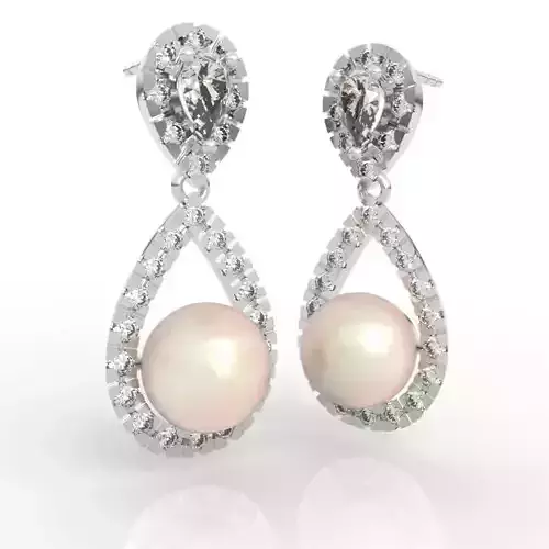 Luxury Pearl Diamond Halo Drop Earrings