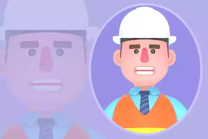 Stylized 3D Male Architect - Standing with Briefcase Pose