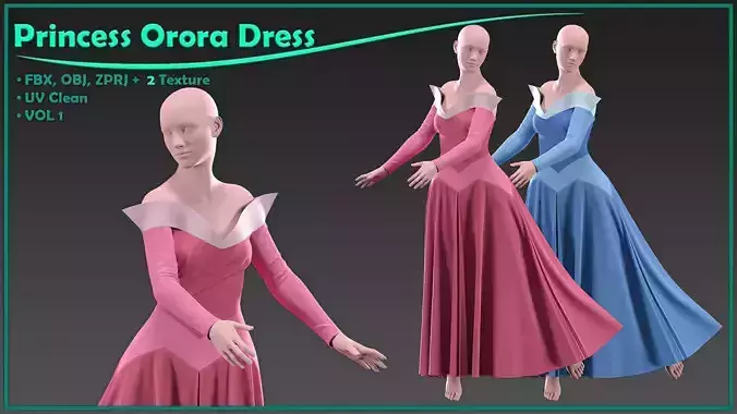 Princess Orora dress with texture