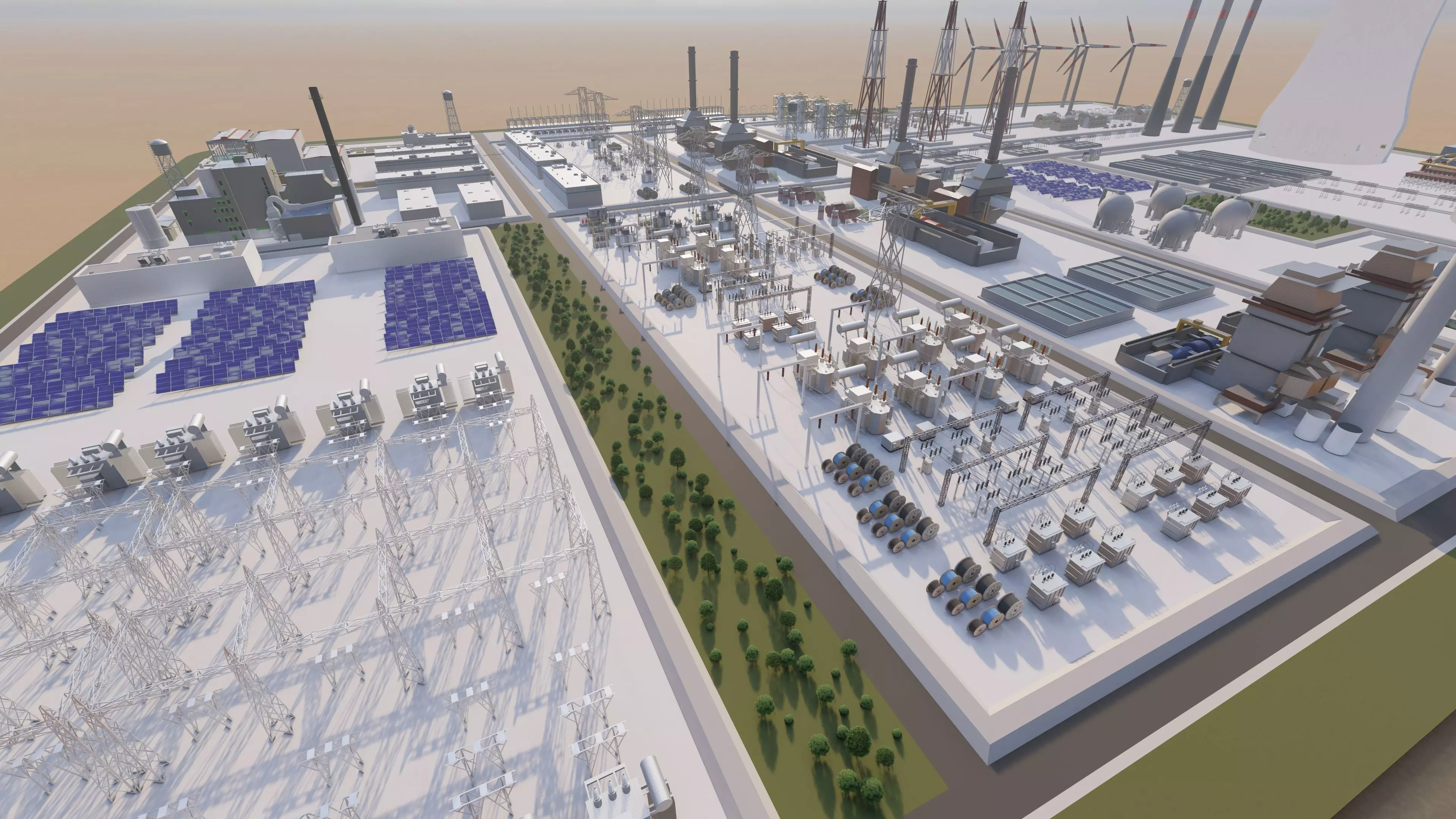 Power plant-Industrial power plant-Power generation Station 3D model_1