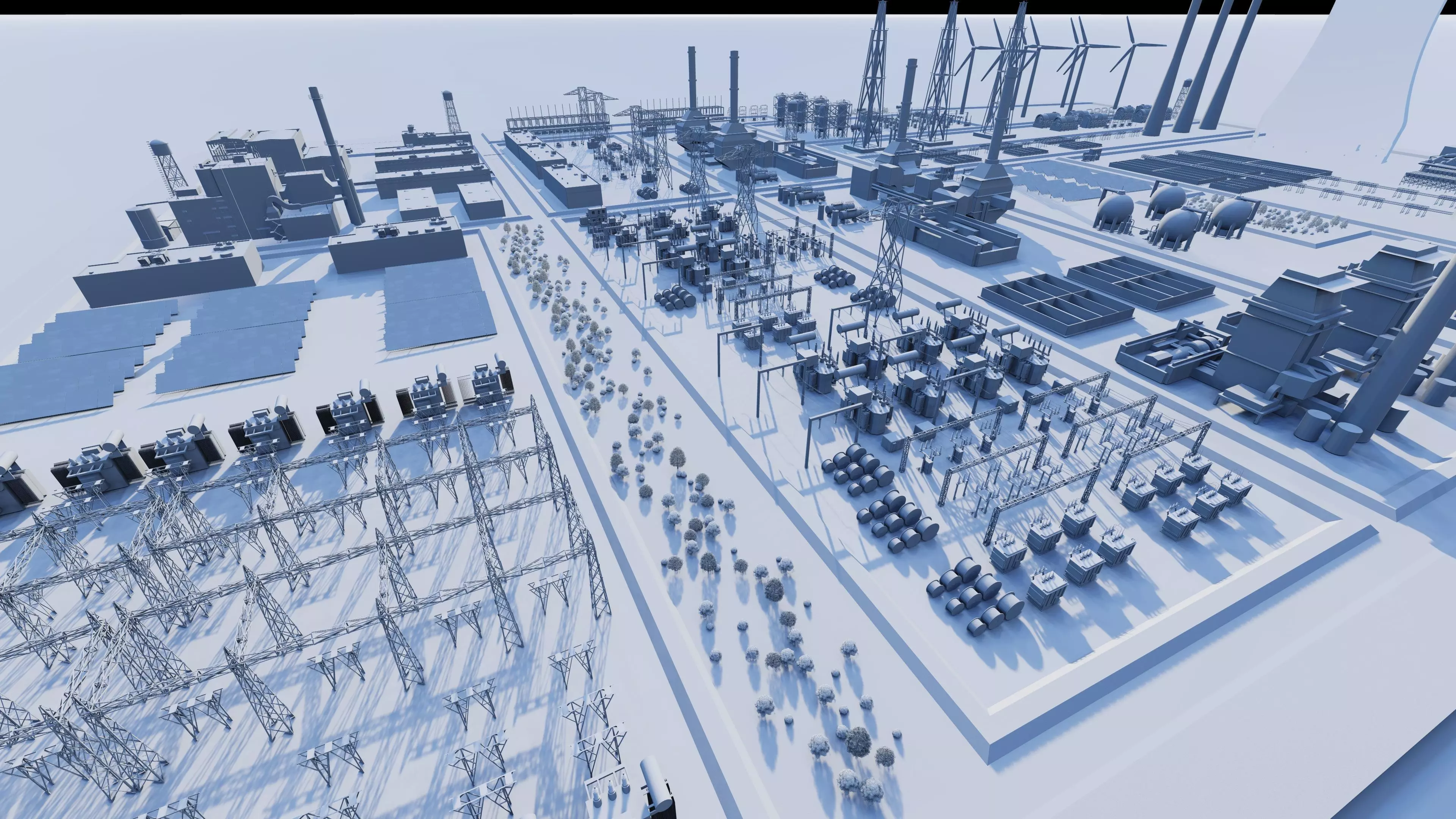 Power plant-Industrial power plant-Power generation Station 3D model_24