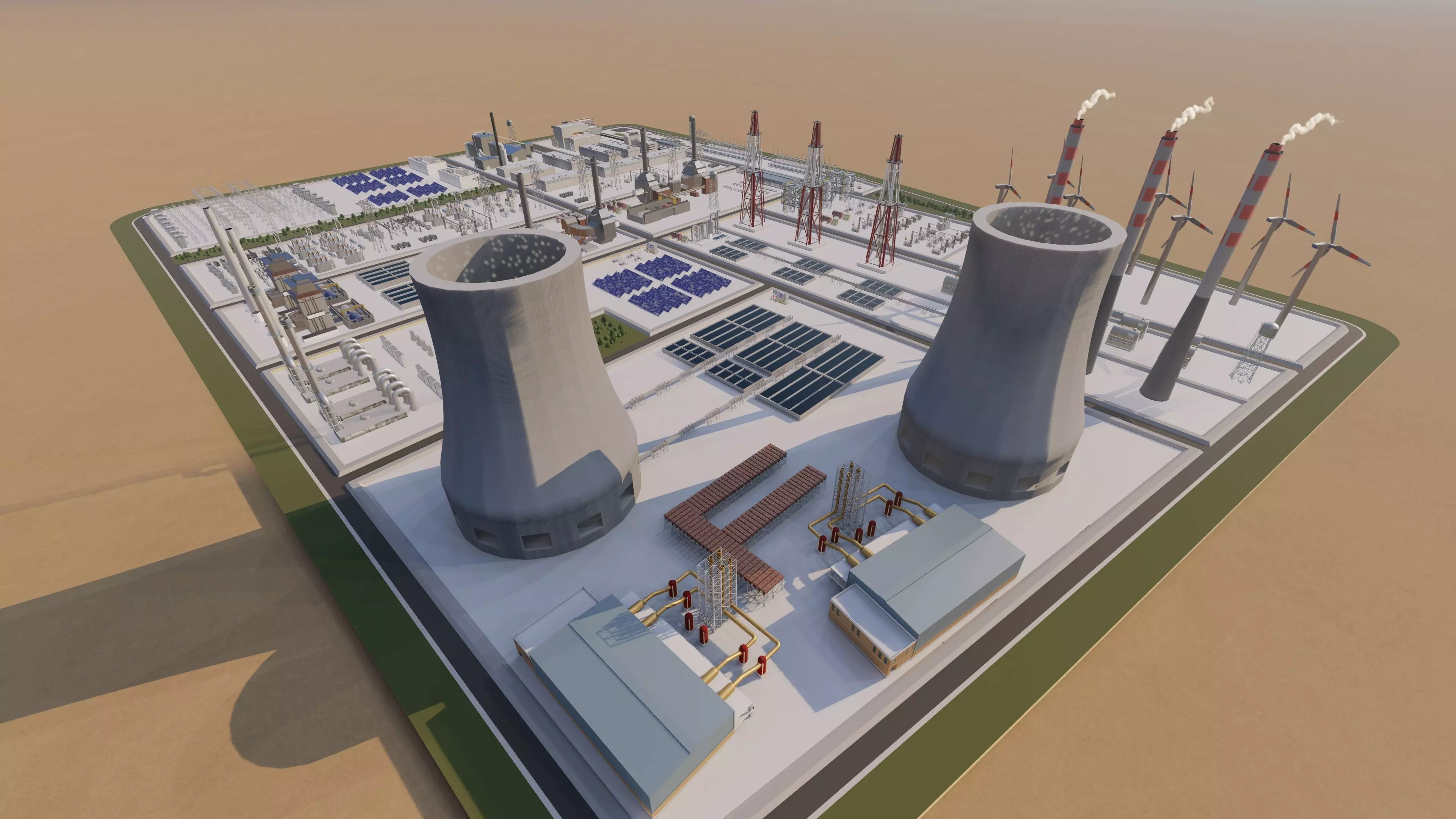 Power plant-Industrial power plant-Power generation Station 3D model_0