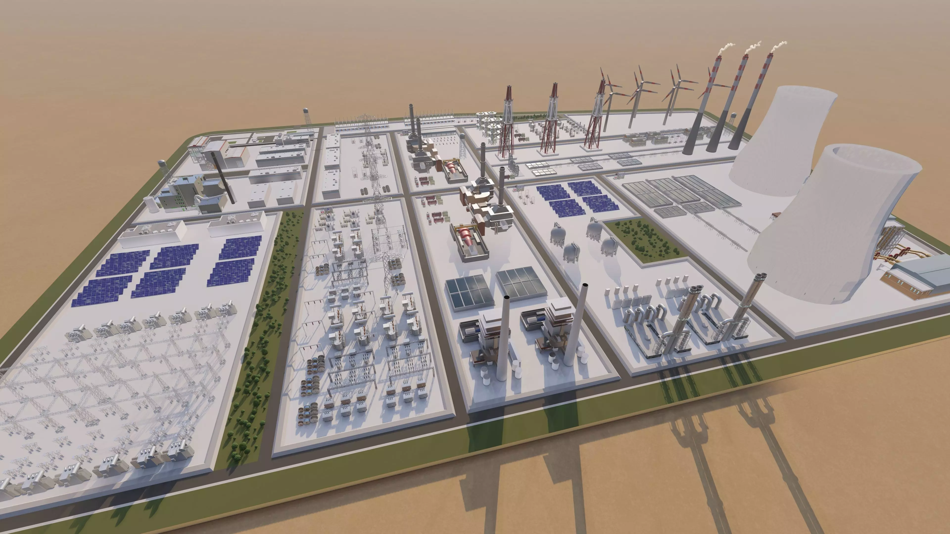 Power plant-Industrial power plant-Power generation Station 3D model_4