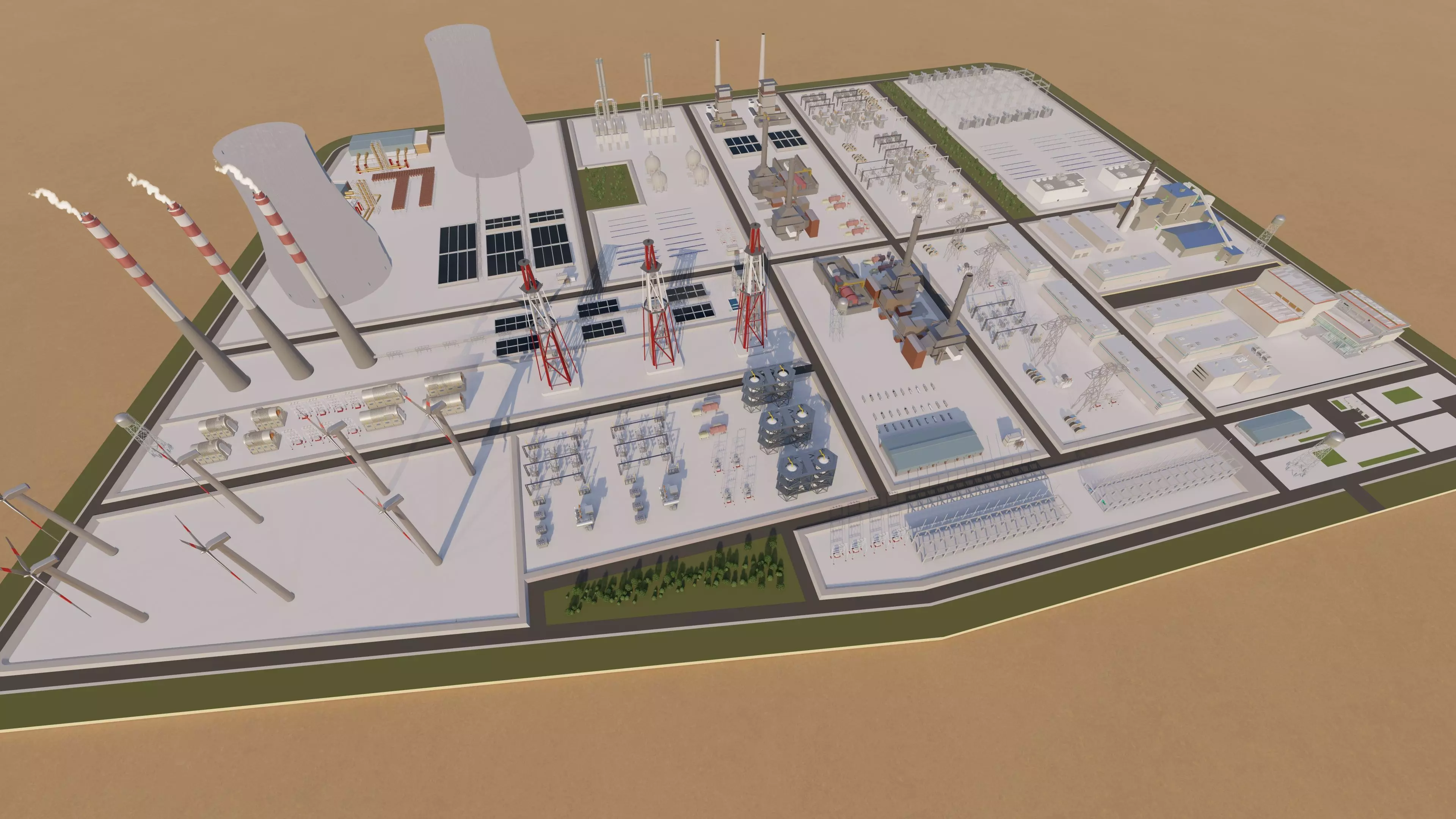 Power plant-Industrial power plant-Power generation Station 3D model_9