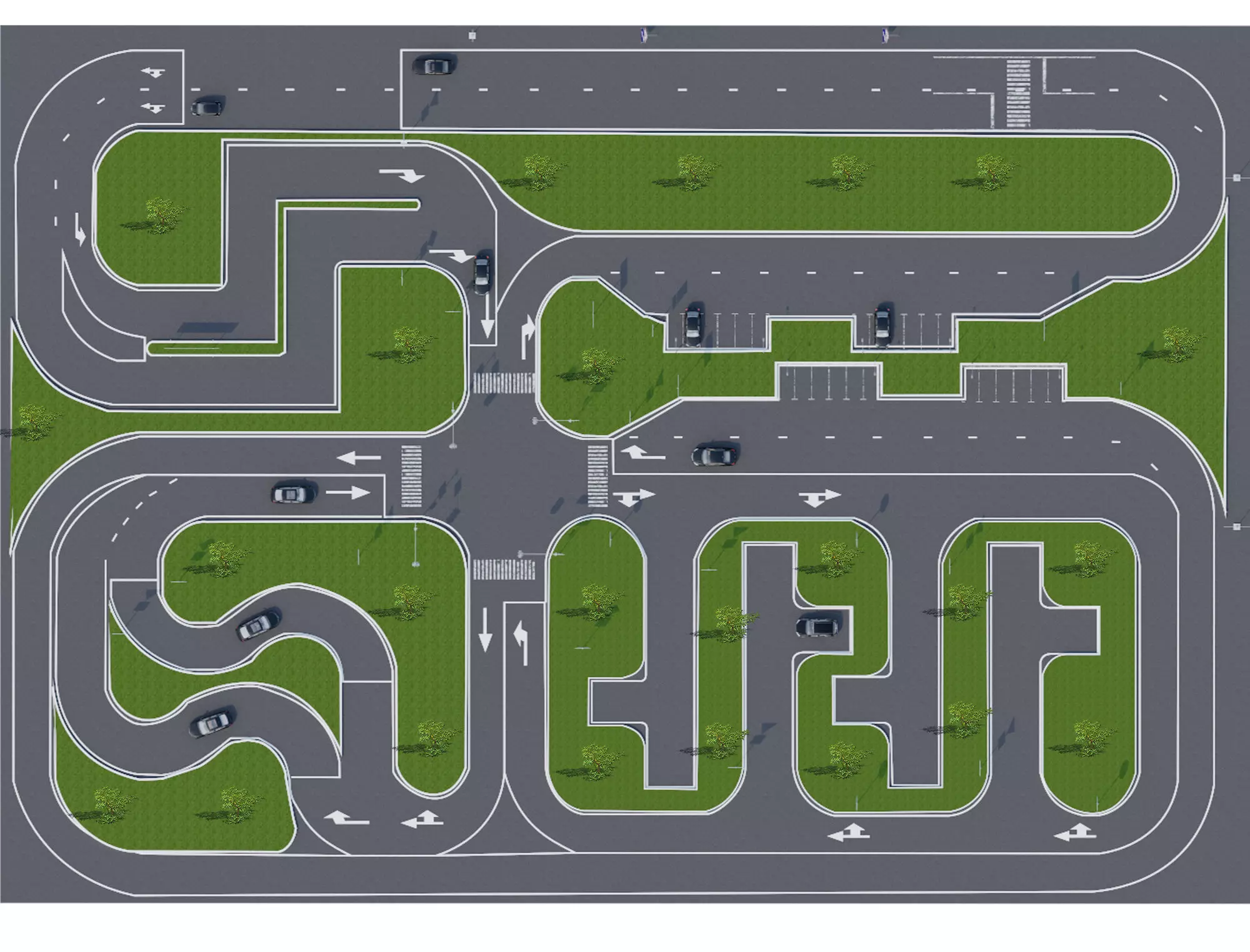 Realistic Road Intersection with Traffic Signs  3D CityCrossroad Low-poly 3D model_3