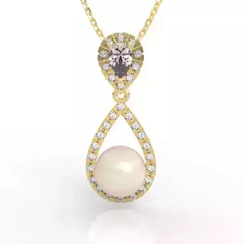 Luxury Pearl Diamond Halo Pendant 