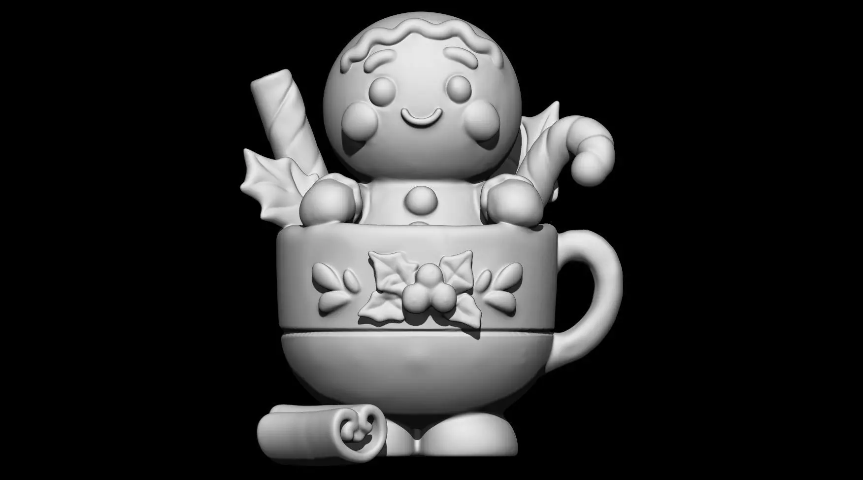 Gingerbread Man in Christmas Mug 3D print model_1