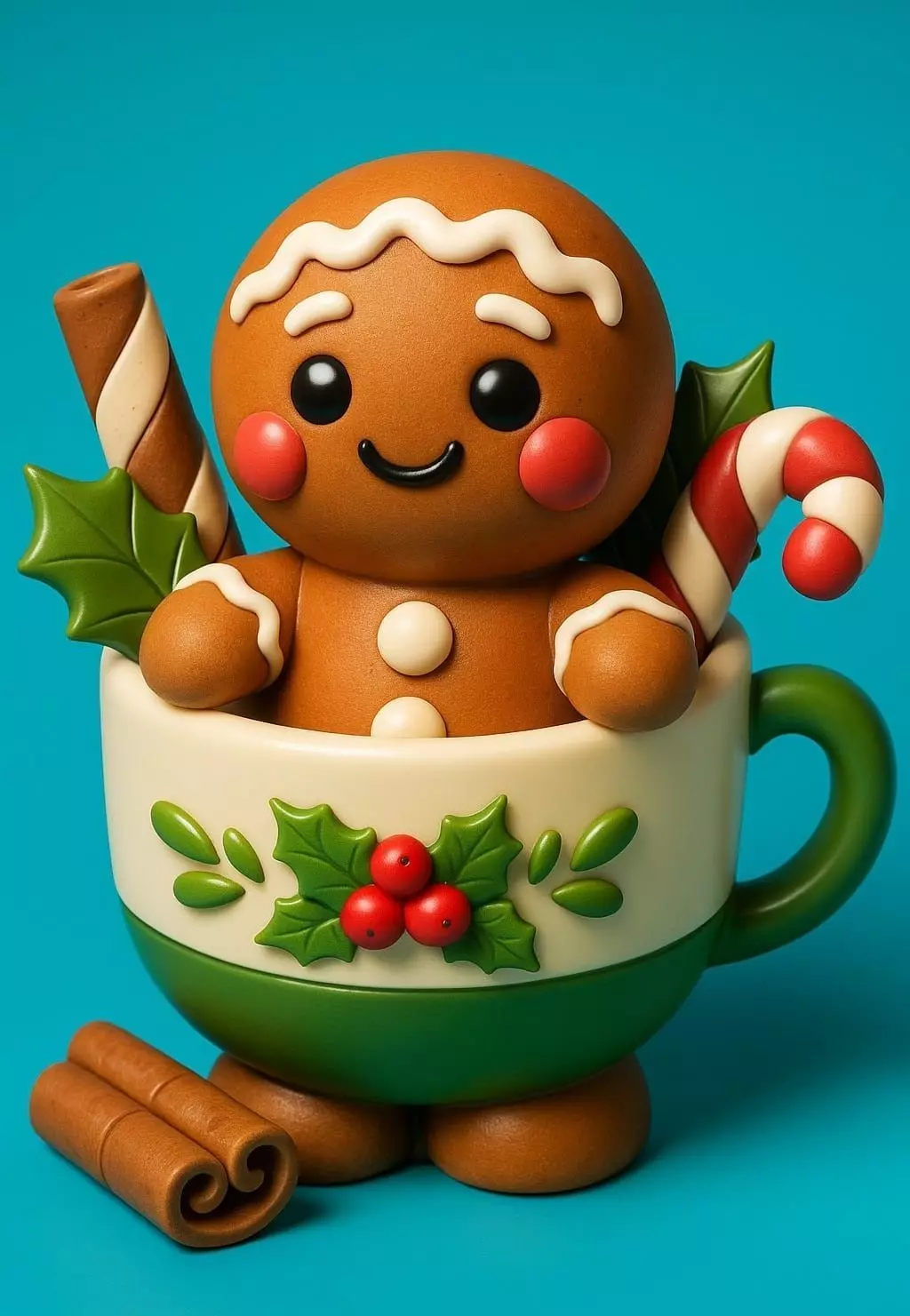 Gingerbread Man in Christmas Mug 3D print model_0