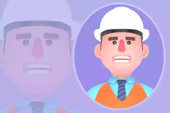 Stylized 3D Male Architect - Cartoon Walking with Two Bags