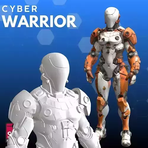 Cyborg Warrior STL futuristic 3D Model