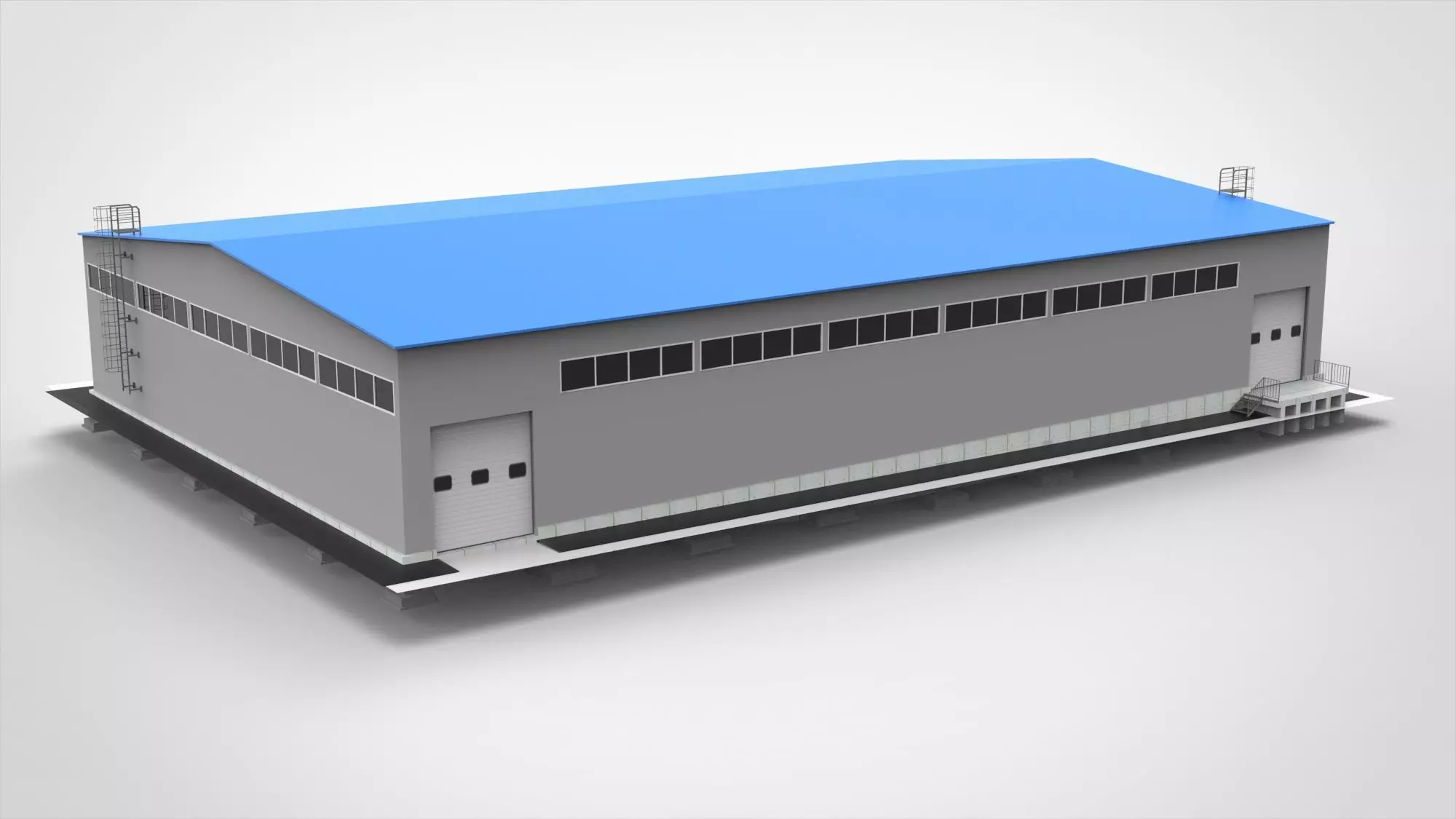 Industrial Metal Hangar 3D model_0